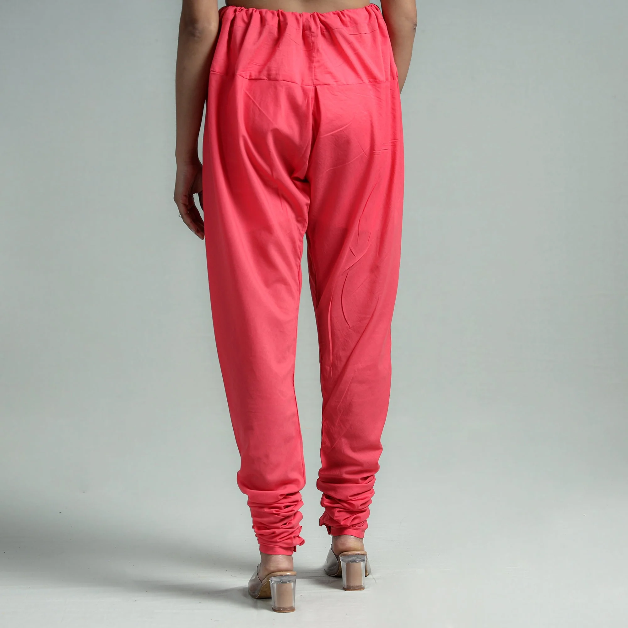 Pink - Plain Dyed Cotton Ankle Length Churidar - Image 8