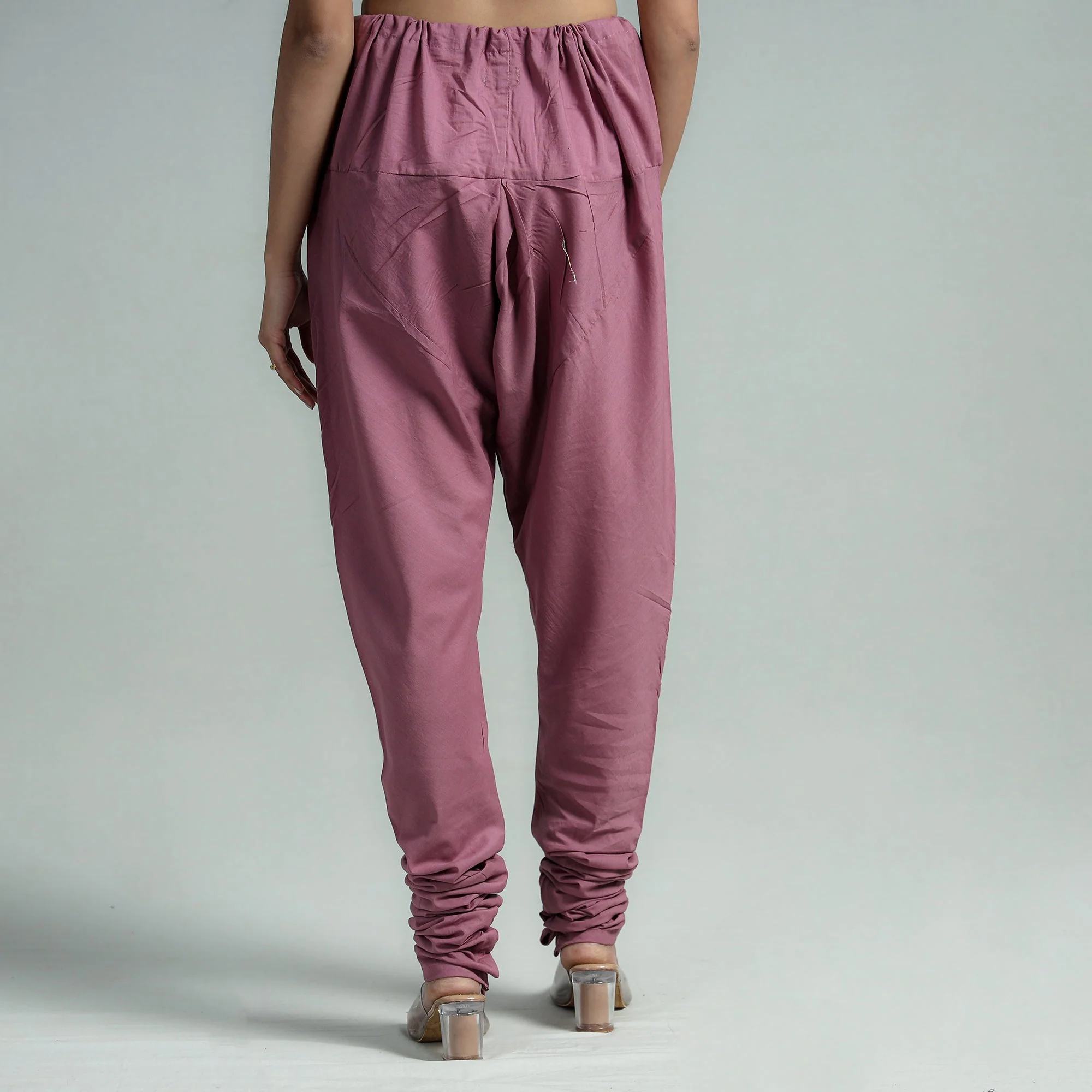 Purple - Plain Dyed Cotton Ankle Length Churidar - Image 8