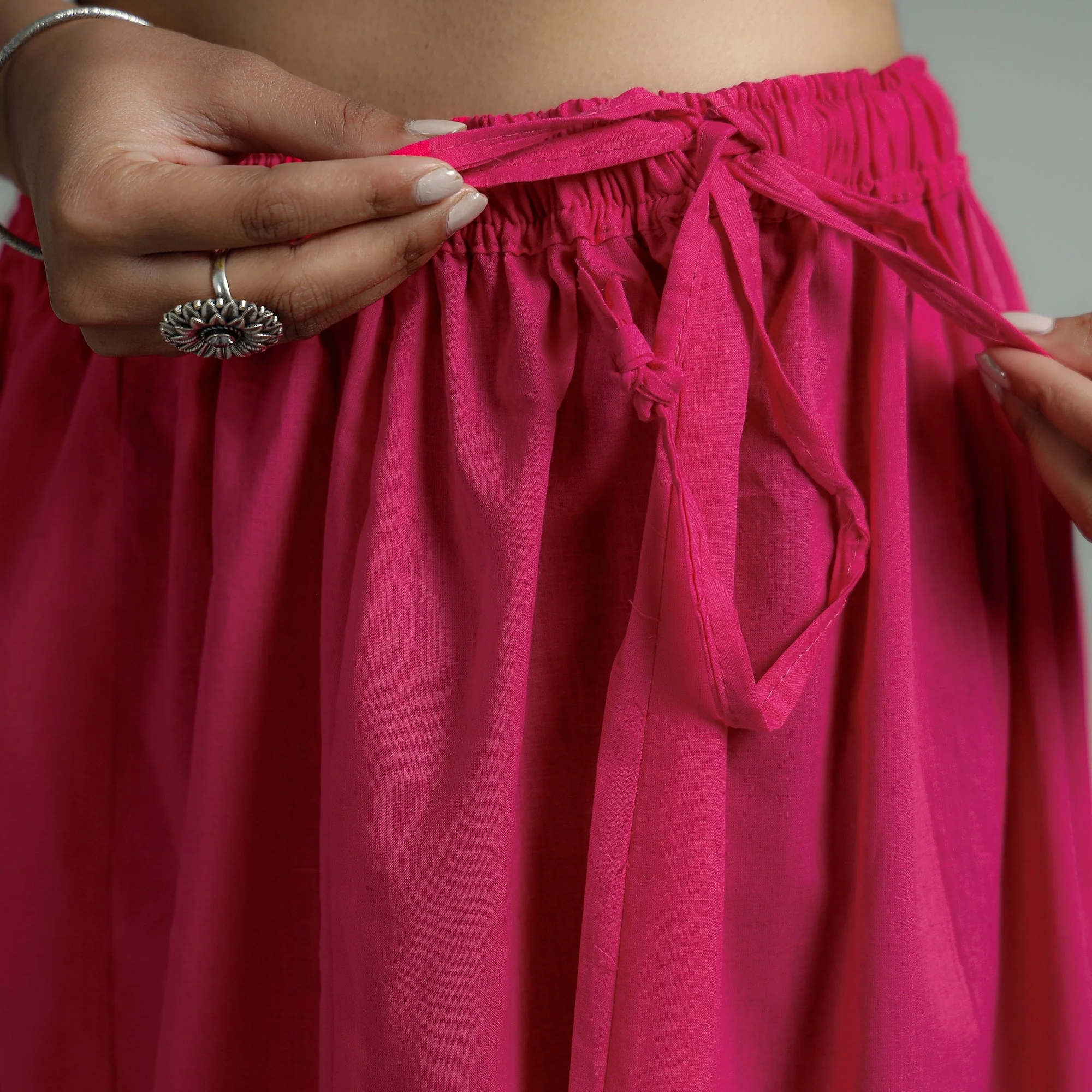 Dark Pink - Plain Dyed Cotton Flared Palazzo - Image 5