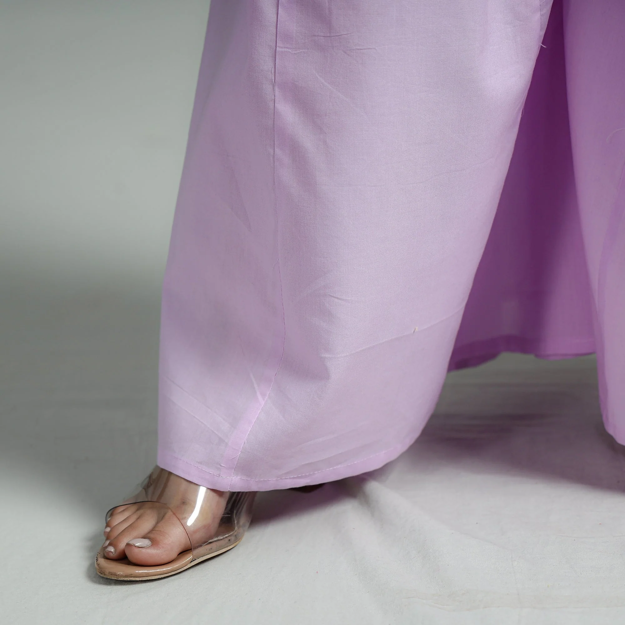 Light Purple - Plain Dyed Cotton Flared Palazzo - Image 8