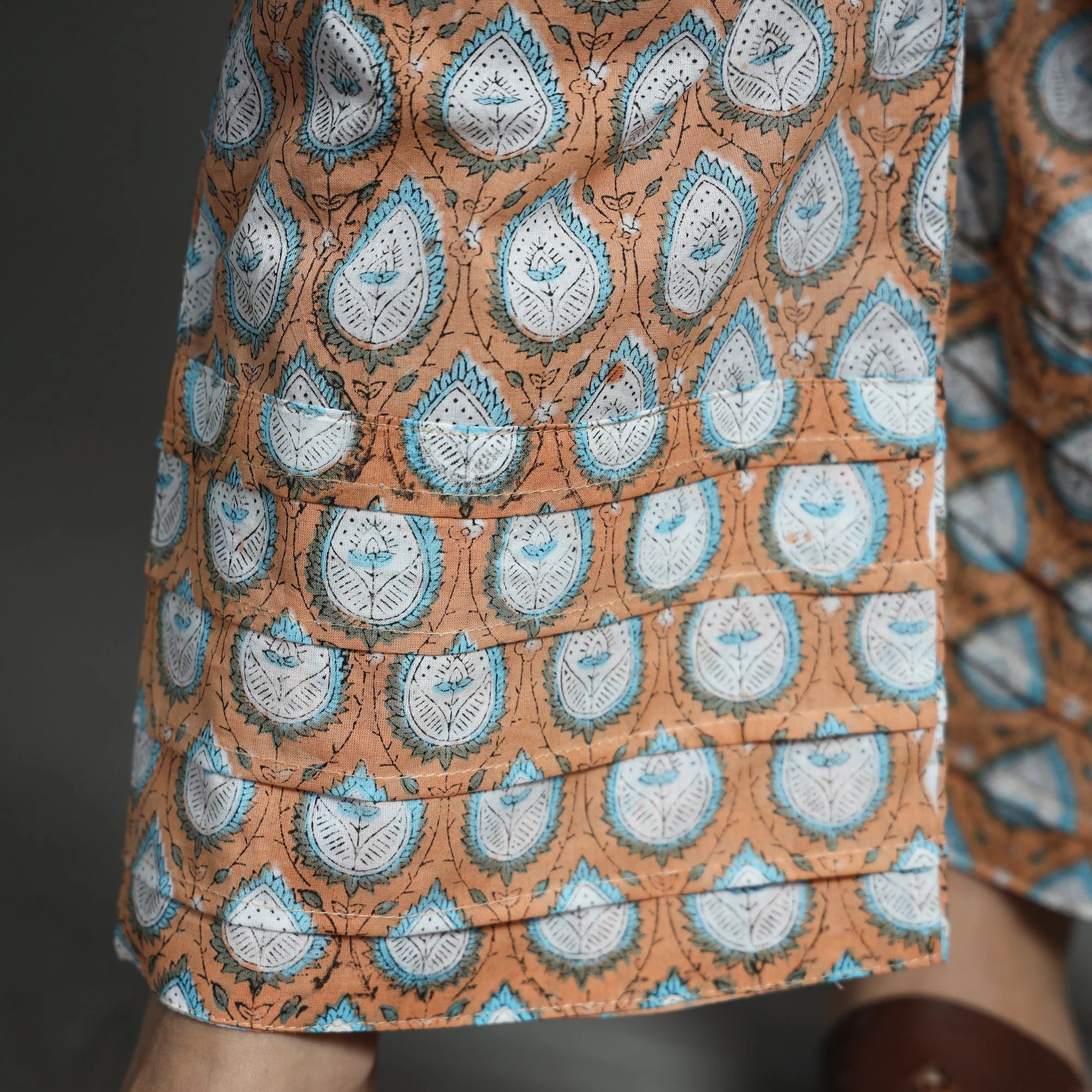 Brown - Sanganeri Block Printed Cotton Elasticated Palazzo - Image 5