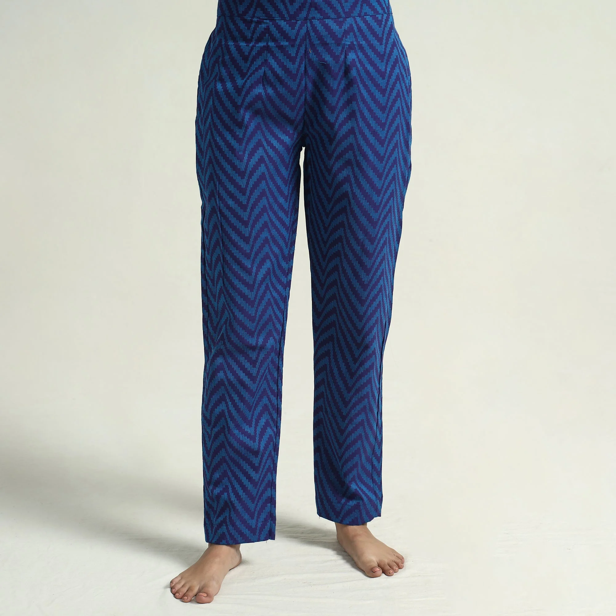 Blue - Jacquard Cotton Top & Pyjama Night Suit Set - Image 6