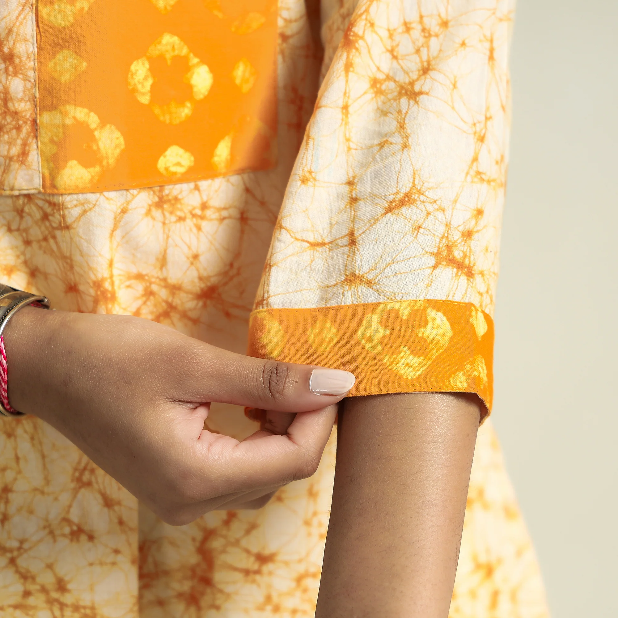 Yellow - Kutch Batik Printed Cotton Straight Kurta - Image 6