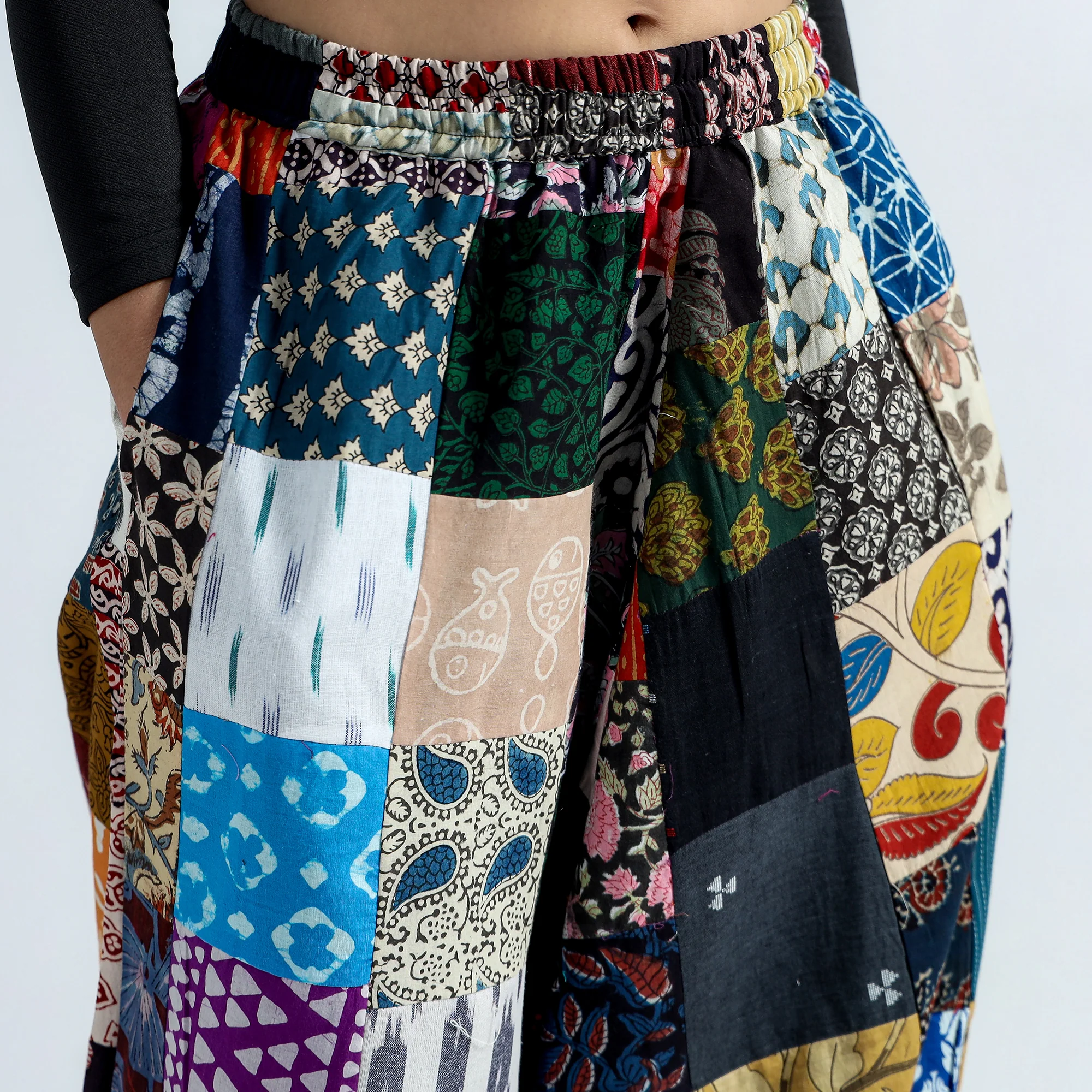 Multicolor - Block Printed Handmade Patchwork Cotton Harem Pant - Image 5