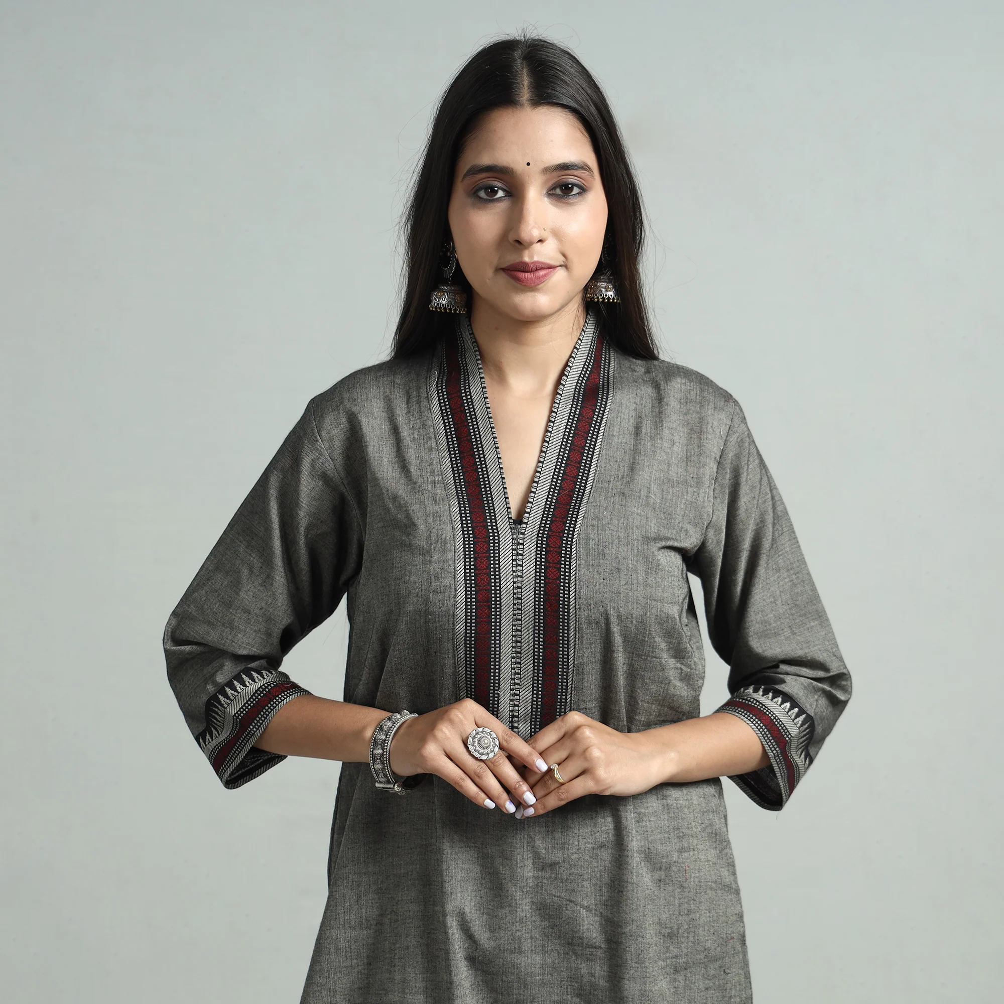 Grey - Dharwad Cotton Straight Kurta