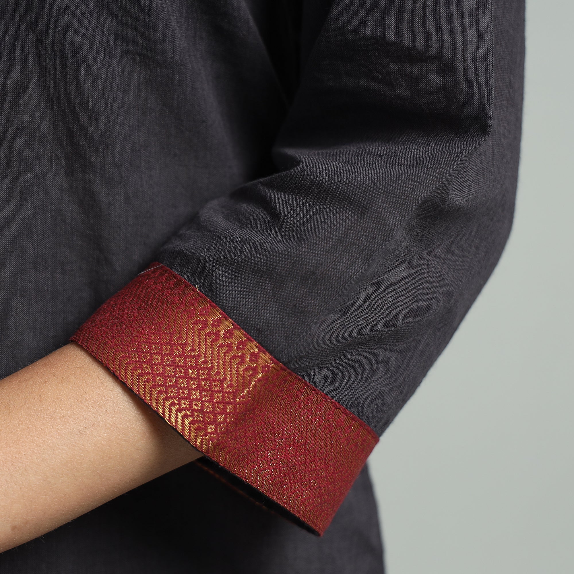 Dark Grey - Dharwad Cotton Straight Kurta - Image 6