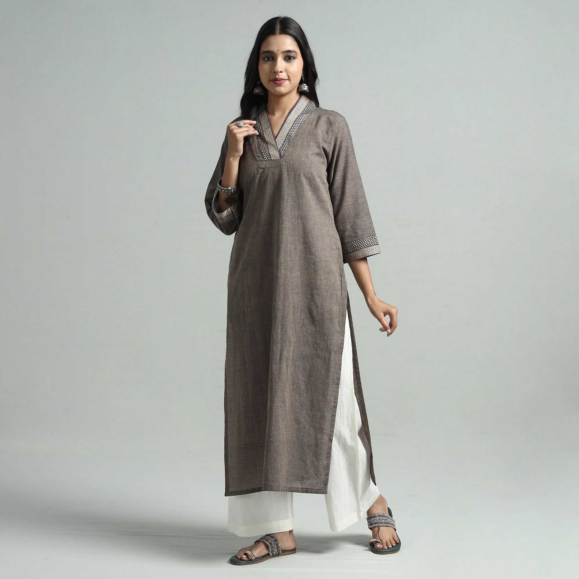 Light Brown - Dharwad Cotton Straight Kurta - Image 2