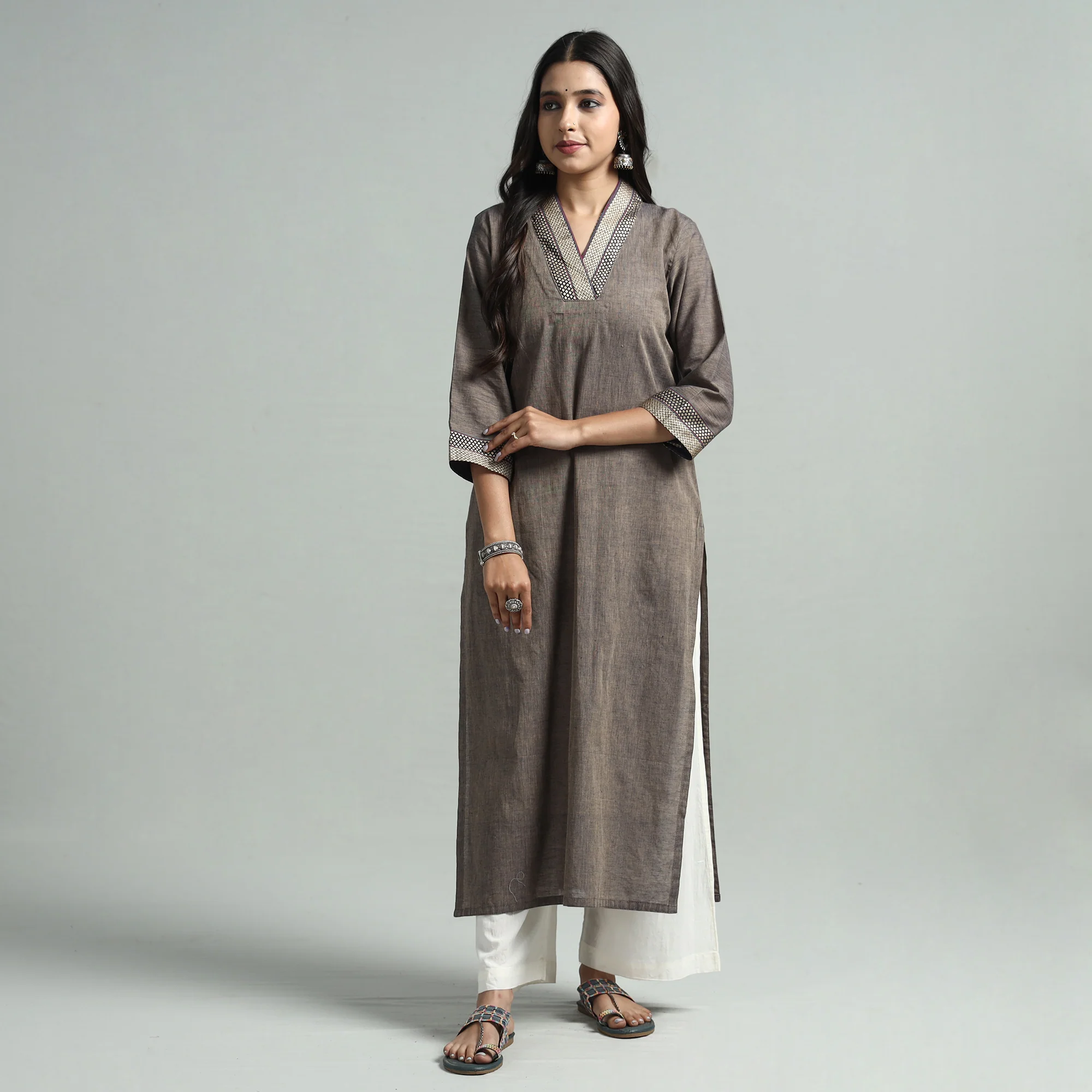 Light Brown - Dharwad Cotton Straight Kurta - Image 4