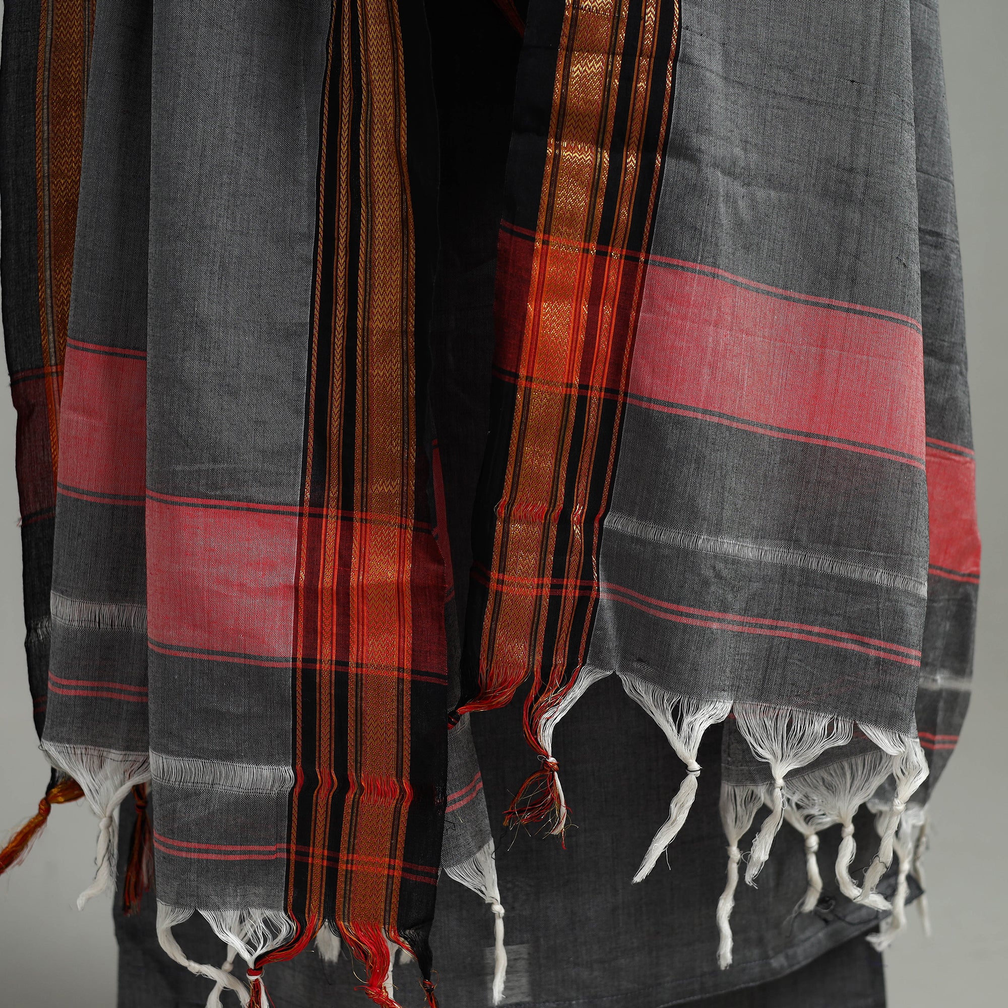Grey - Cotton Dharwad Kurta Set with Palazzo & Dupatta 36 - Image 7