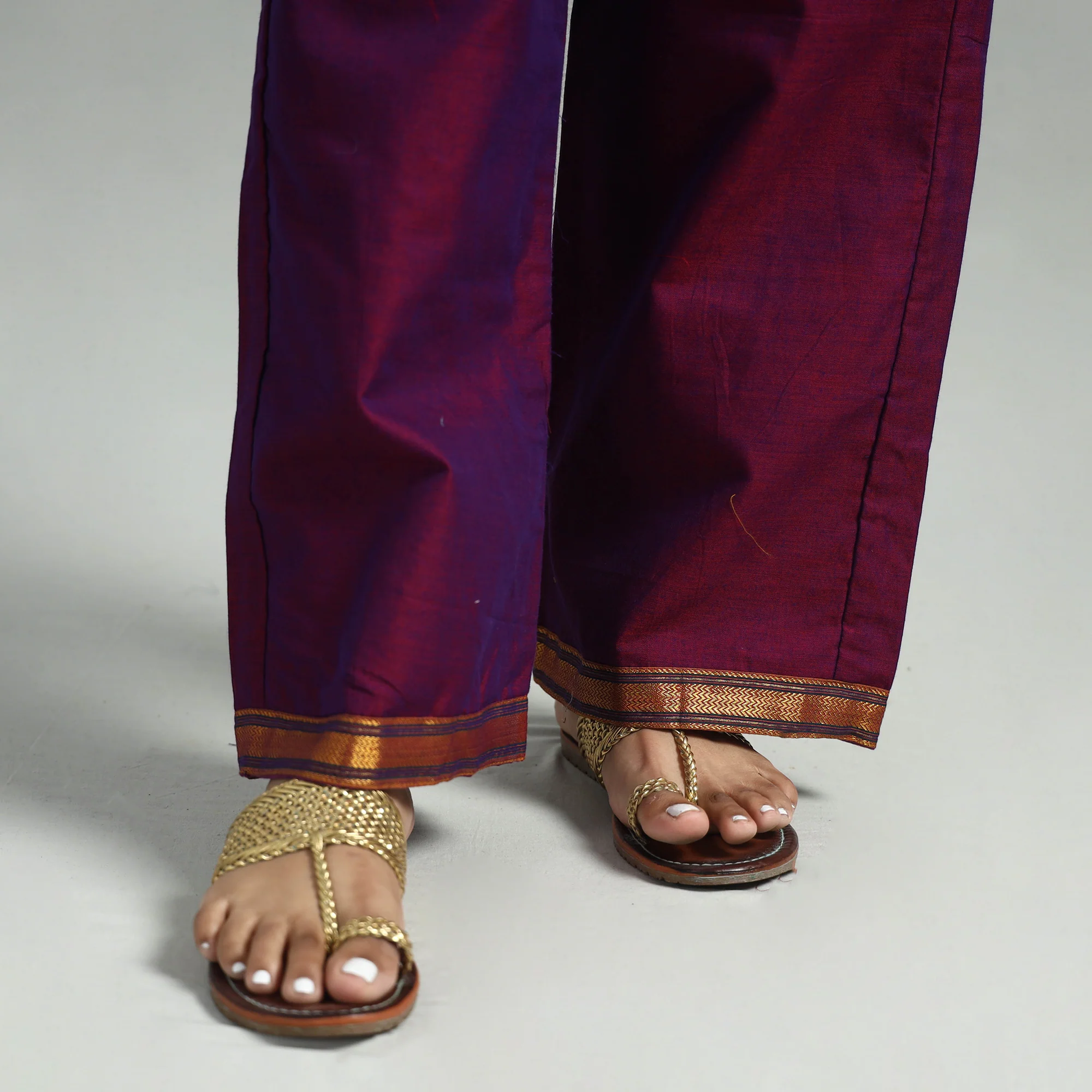 Dark Pink - Dharwad Cotton Kurta with Palazzo & Dupatta Set - Image 6