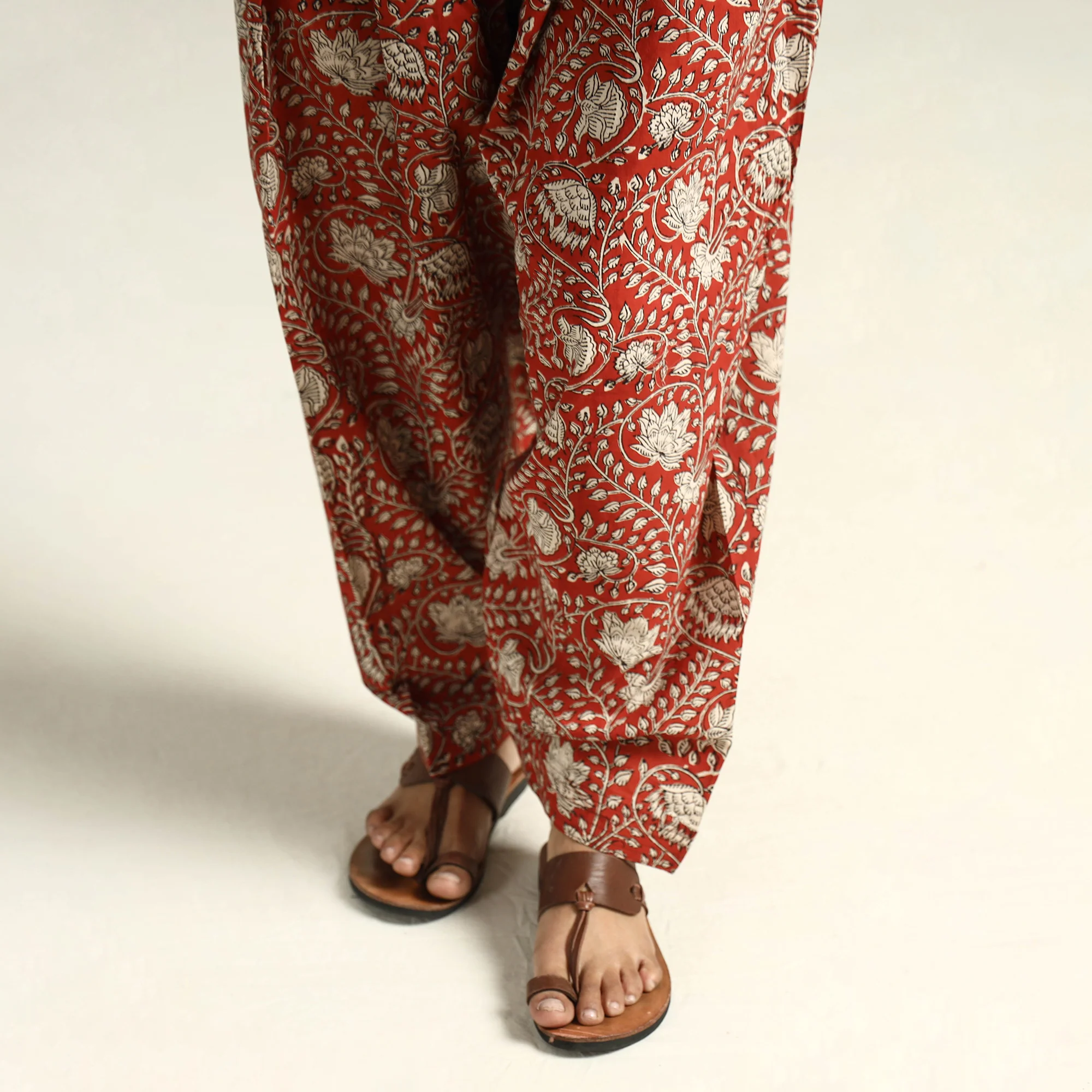 Red - Bagru Block Printed Cotton Elasticated Salwar - Image 7
