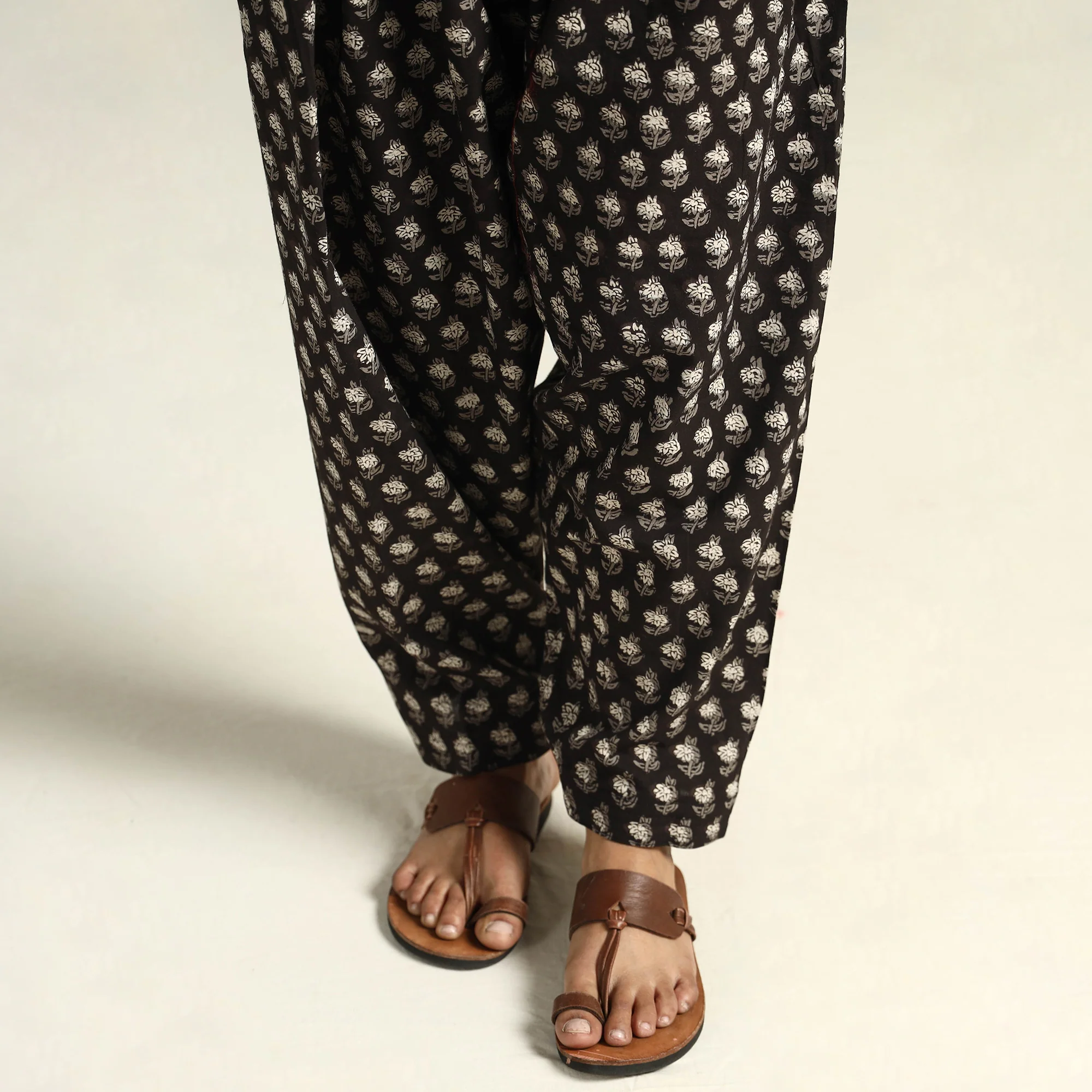Black - Bagru Block Printed Cotton Elasticated Salwar - Image 7