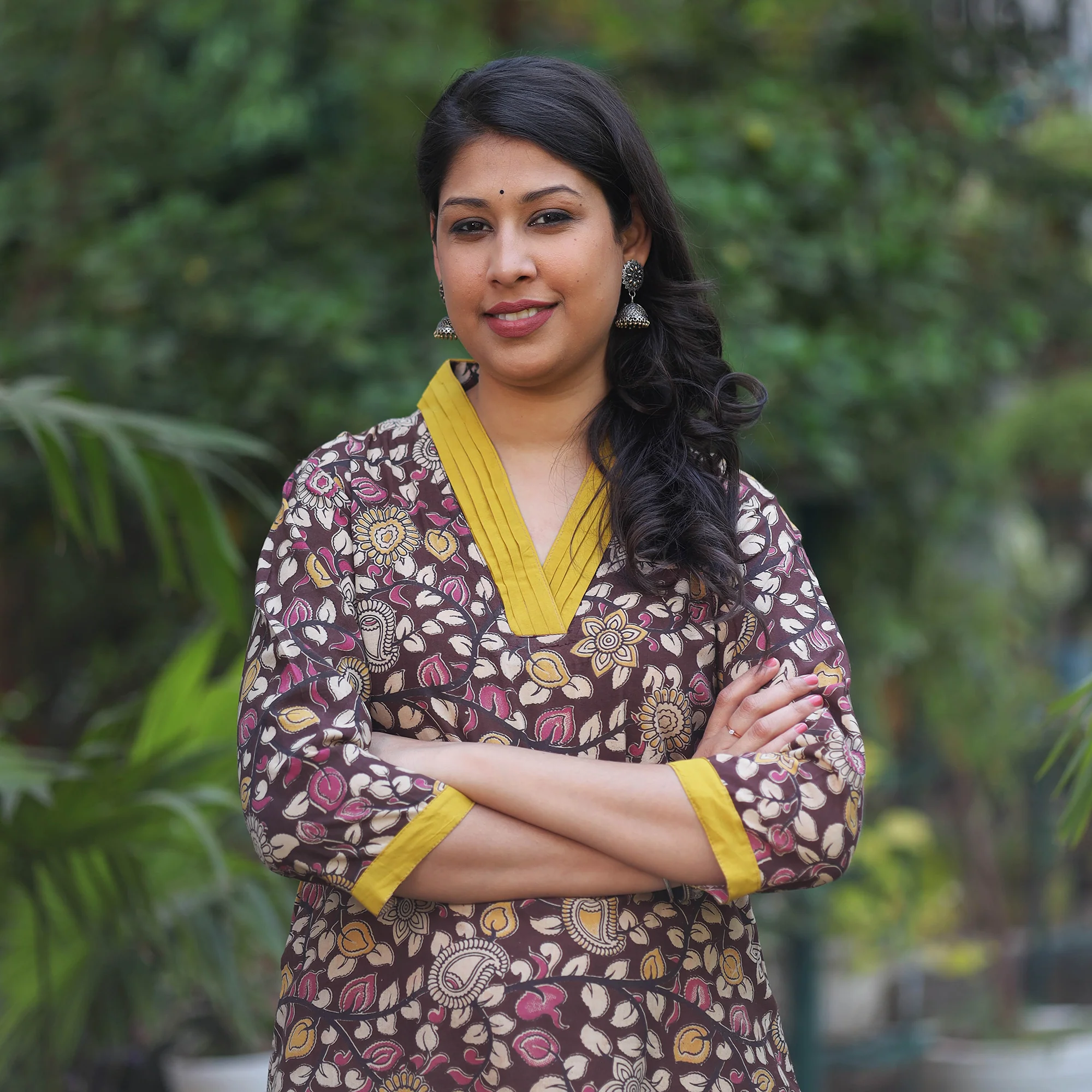 Maroon - Kalamkari Printed Cotton Kurta with Palazzo Set - Image 3