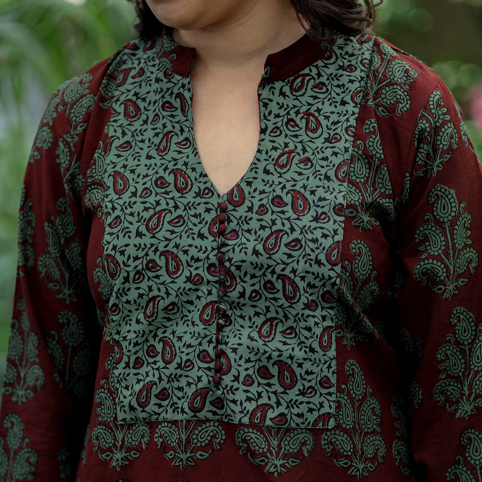 Maroon - Bagh Hand Block Printed Cotton Straight Kurta - Image 5