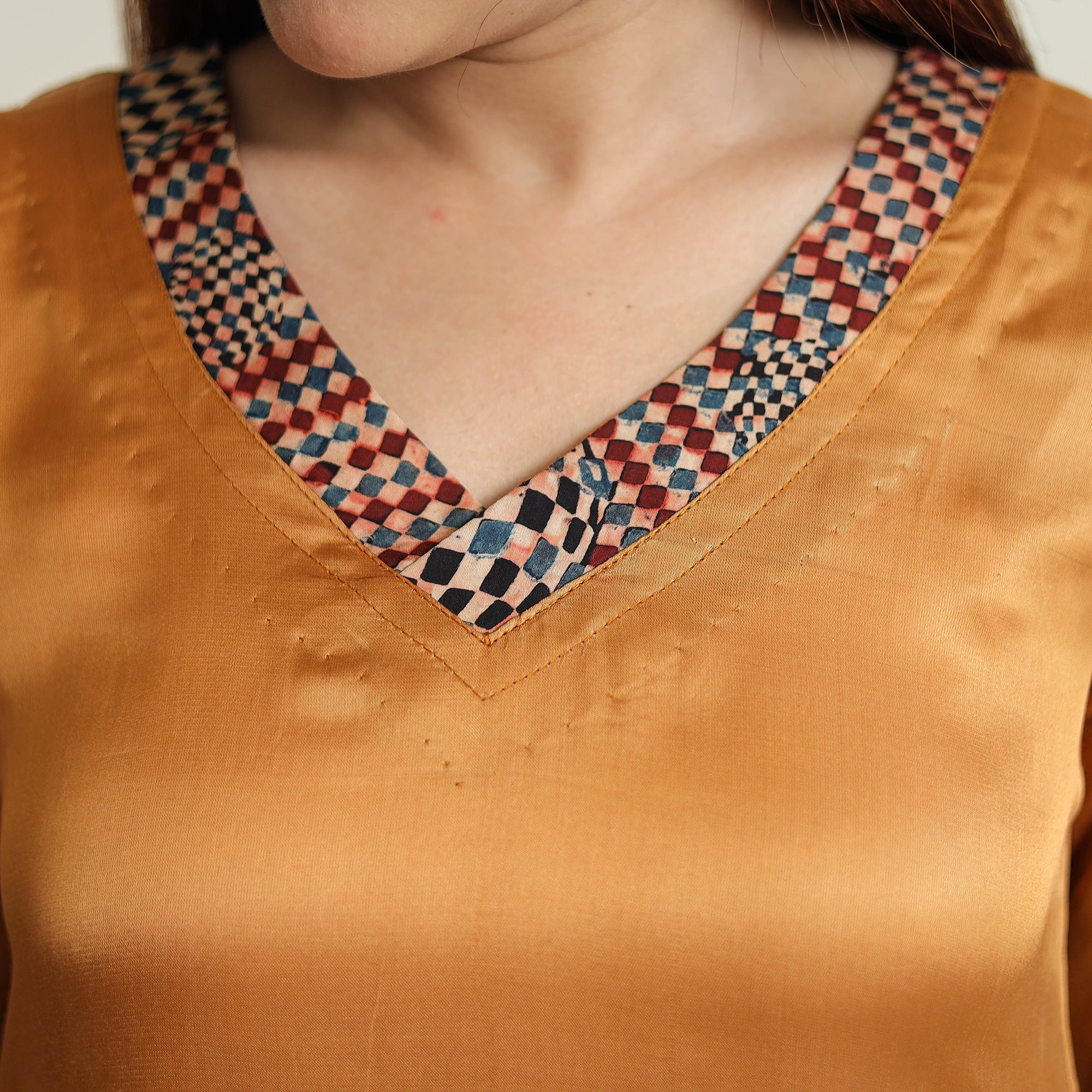 Brown - Modal Silk Plain Long Straight Kurta 46 - Image 5