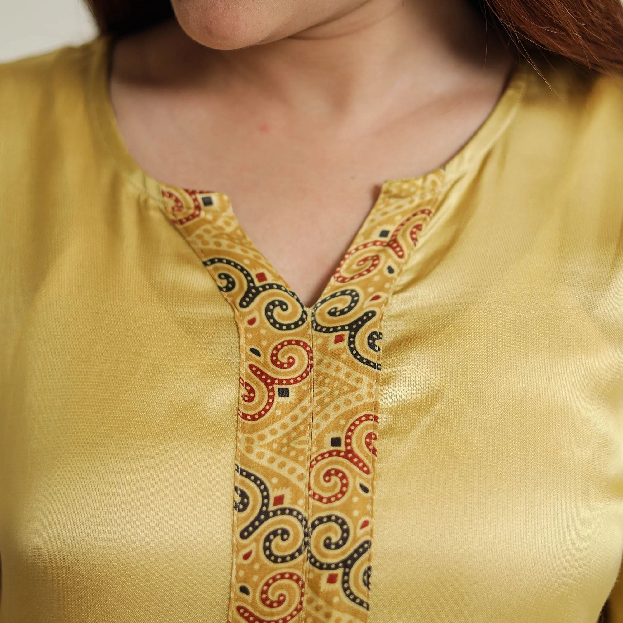 Beige - Modal Silk Plain Long Straight Kurta 34 - Image 5