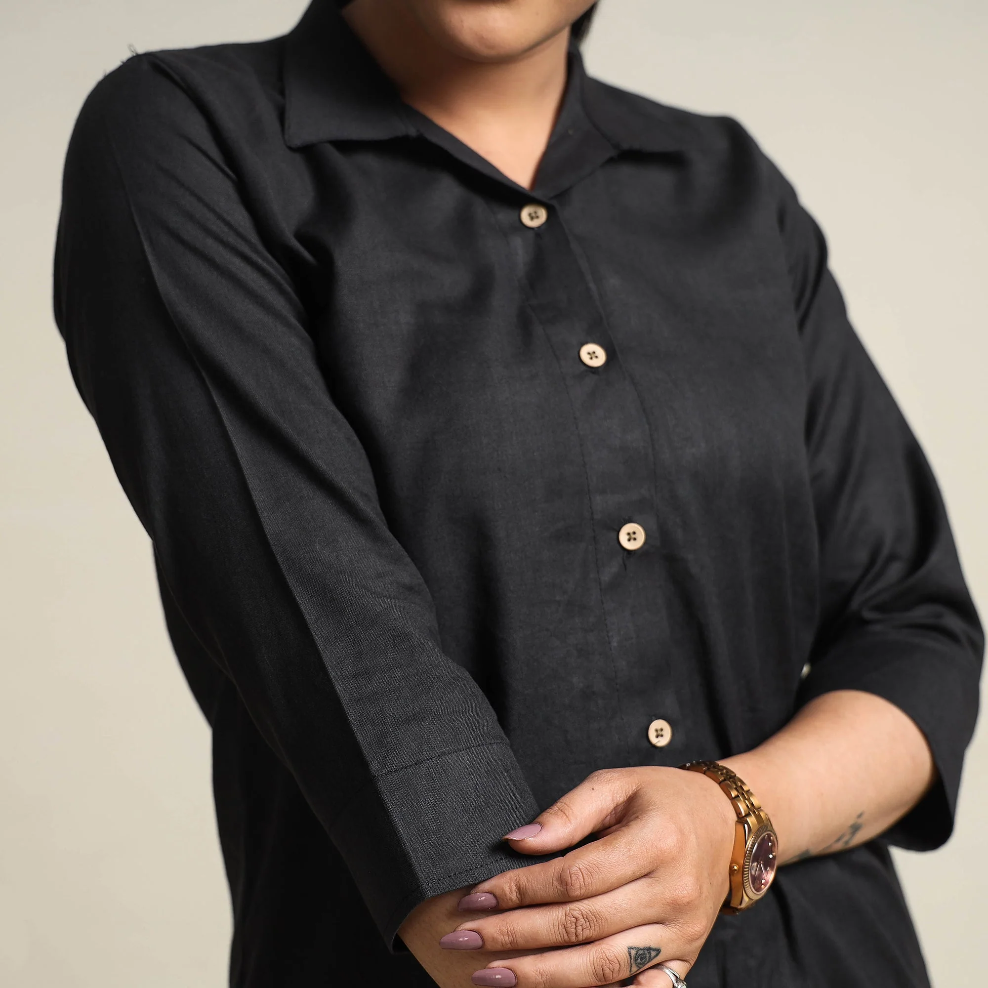 Black - Plain Linen Cotton Co-Ord Set - Image 4