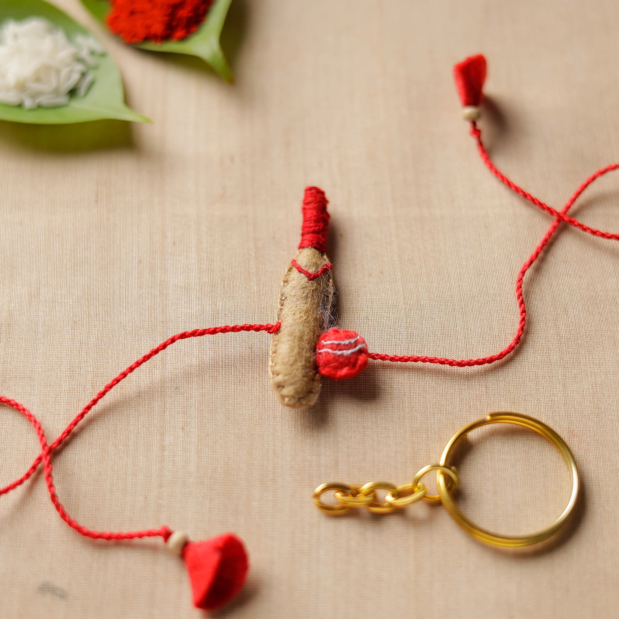 Bat & Ball - Hand Embroidered Felt Rakhi for Kids 40