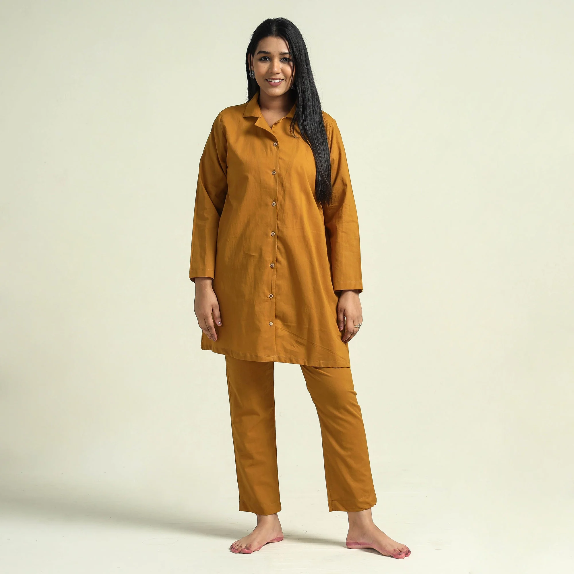 Yellow - Mustard - Plain Dyed Cotton Co-Ord Set
