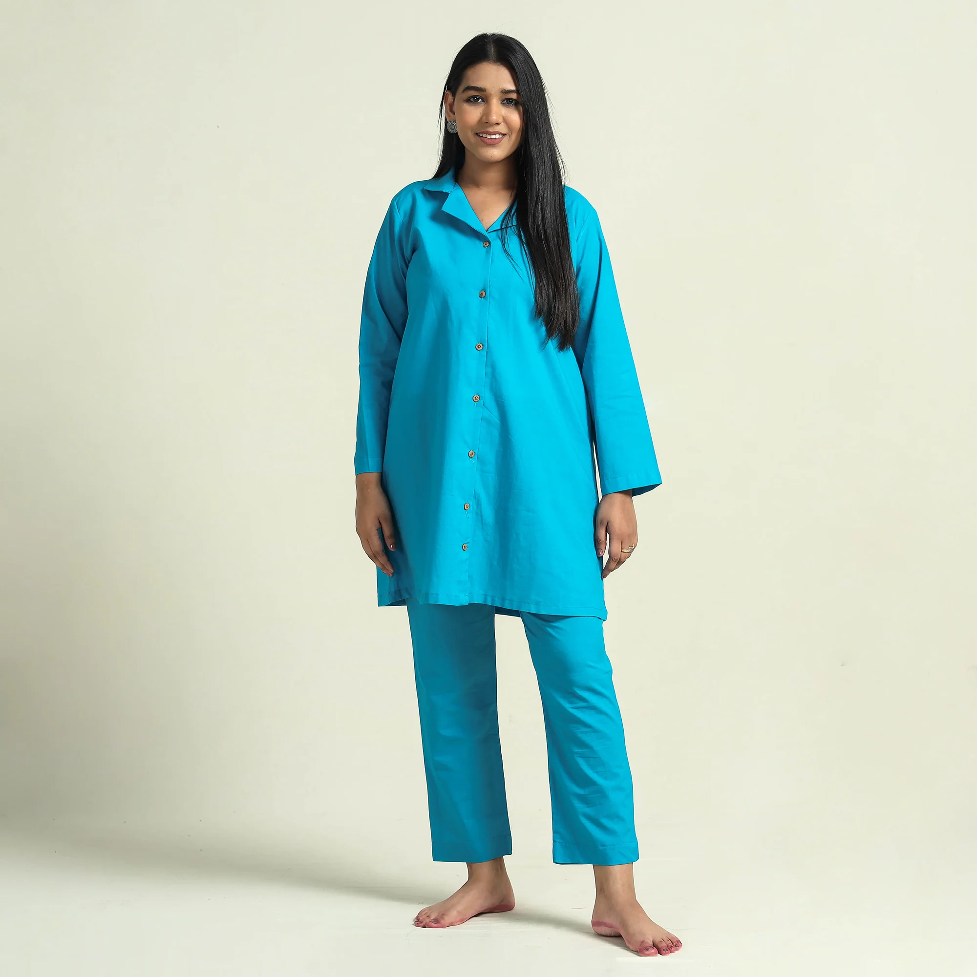 Sky Blue - Plain Dyed Cotton Co-Ord Set