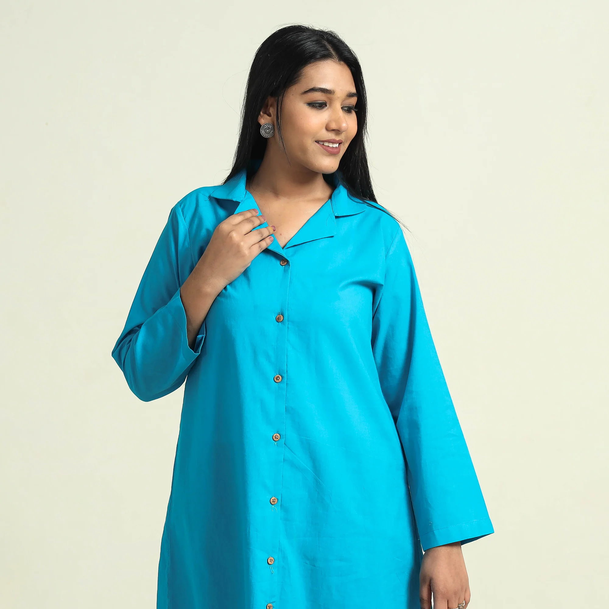 Sky Blue - Plain Dyed Cotton Co-Ord Set - Image 4