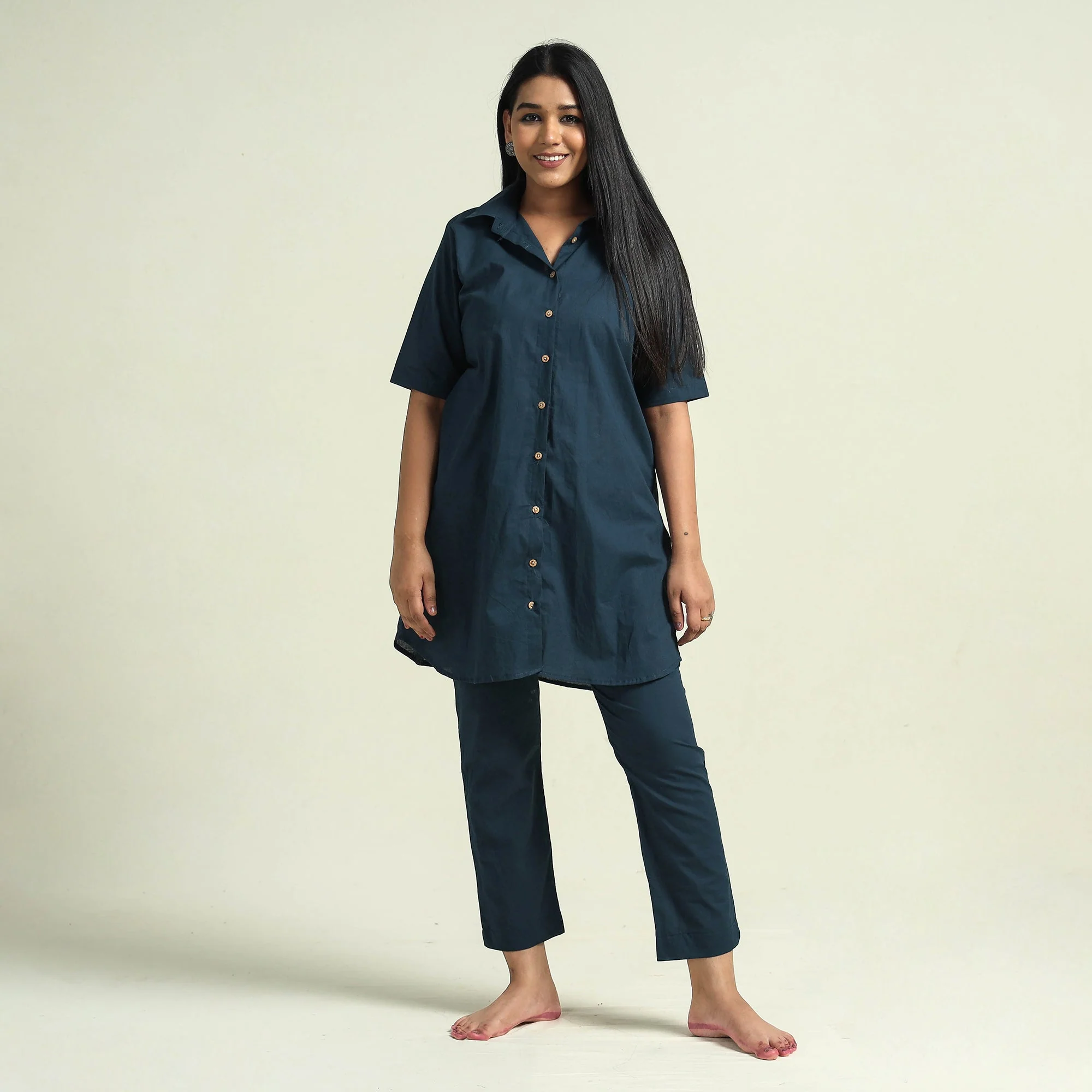Prussian Blue - Plain Dyed Cotton Co-Ord Set