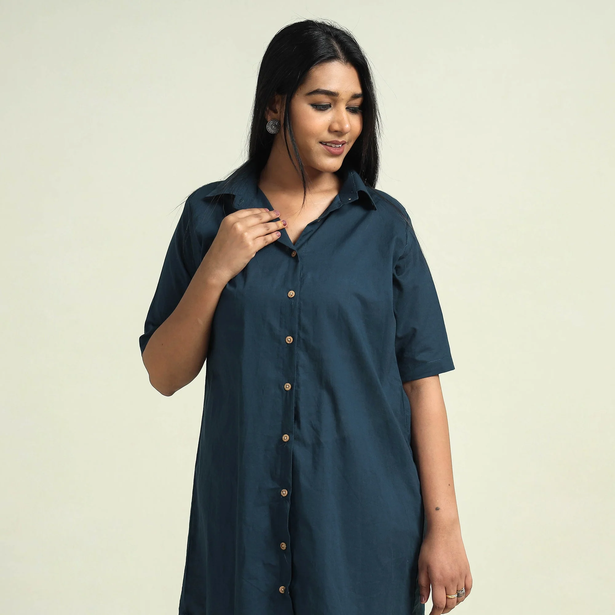 Prussian Blue - Plain Dyed Cotton Co-Ord Set - Image 4