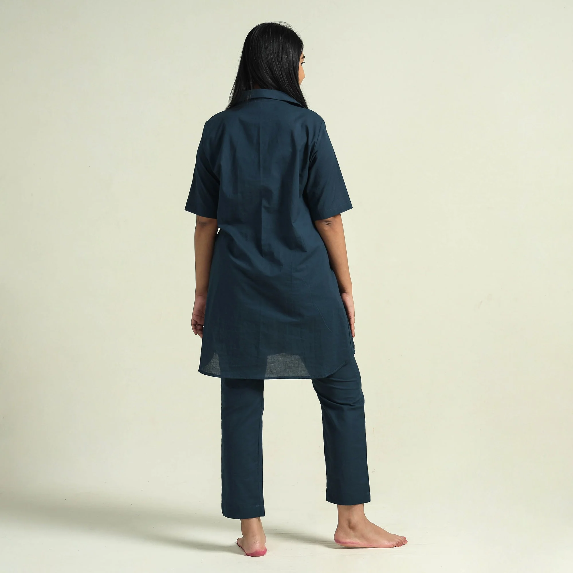 Prussian Blue - Plain Dyed Cotton Co-Ord Set - Image 6