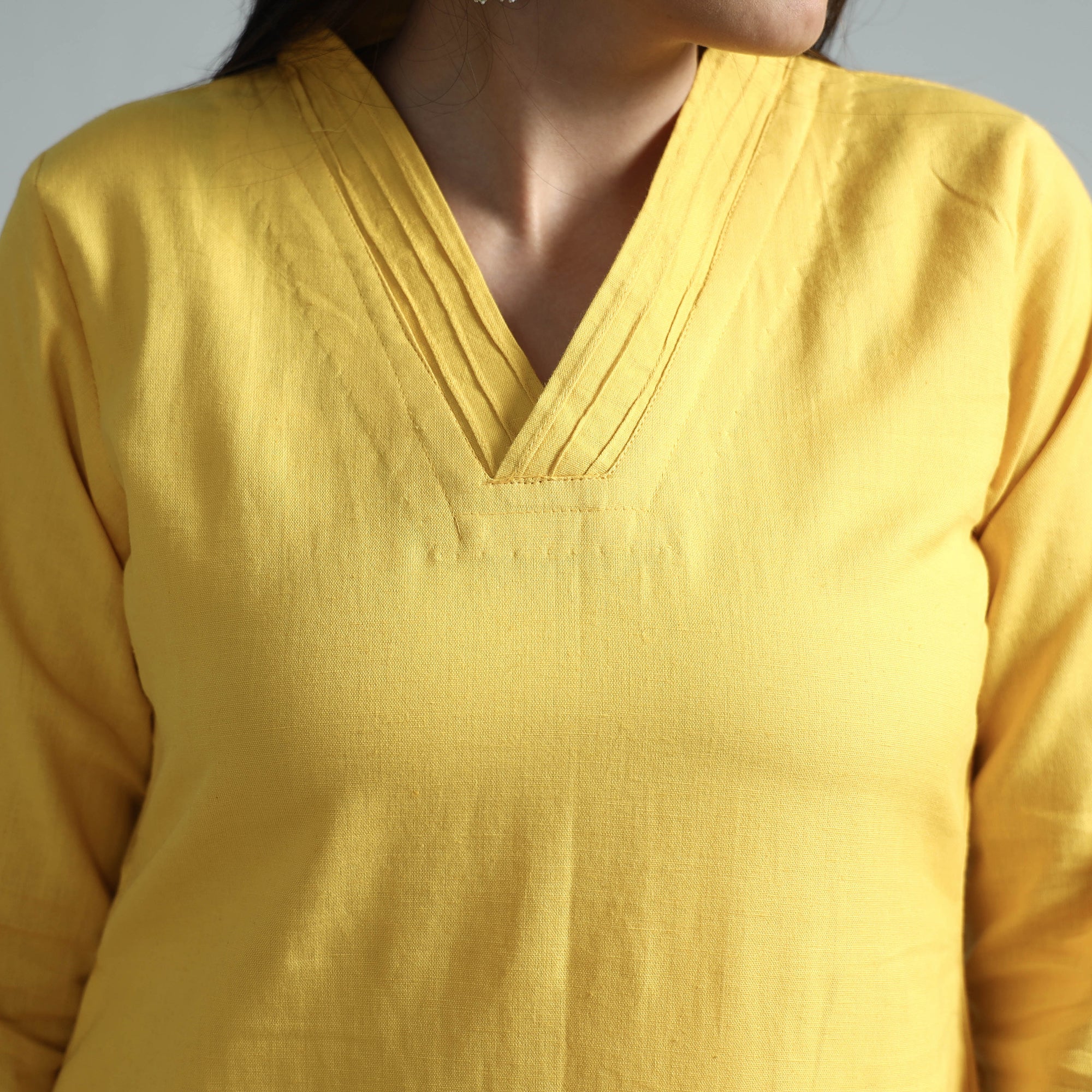 Yellow Plain Flex Cotton Kurta - Image 5