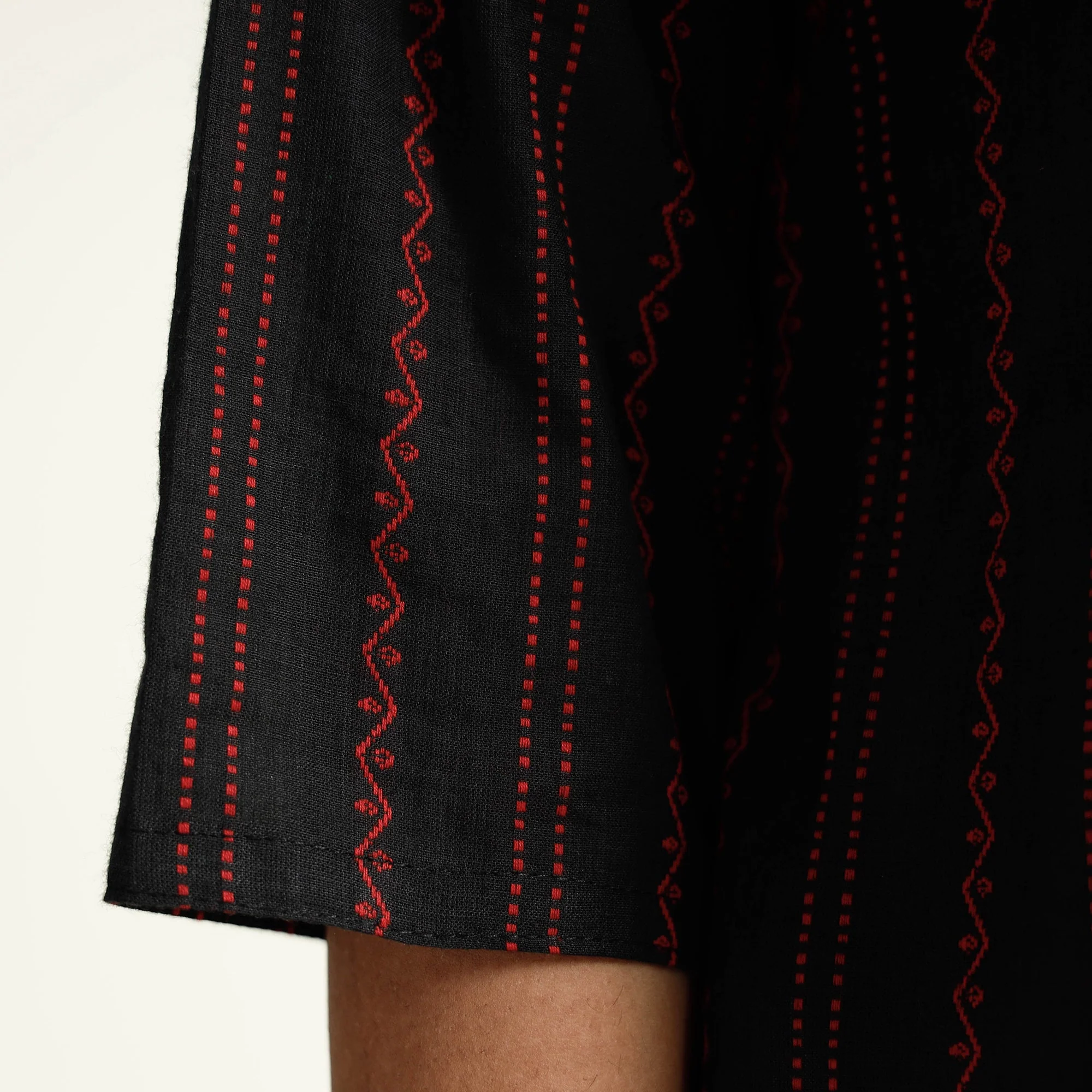 Black - Cotton Straight Jacquard Kurta 12 - Image 5