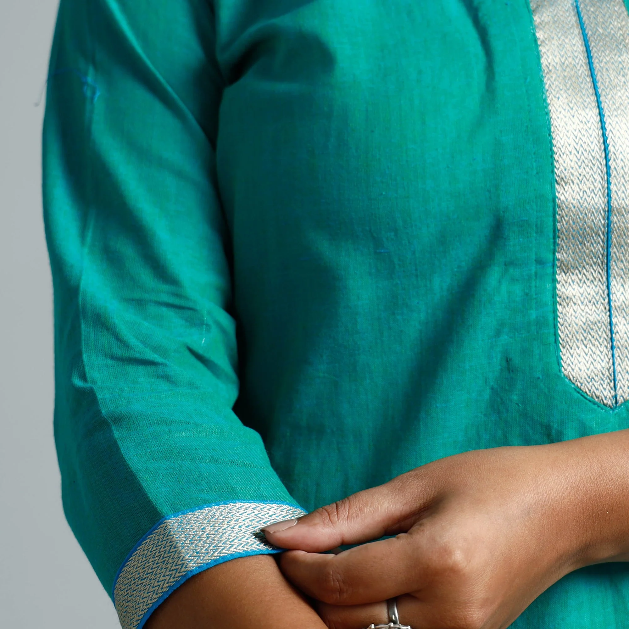 Jade Green - Dharwad Cotton Long Straight Kurta - Image 5