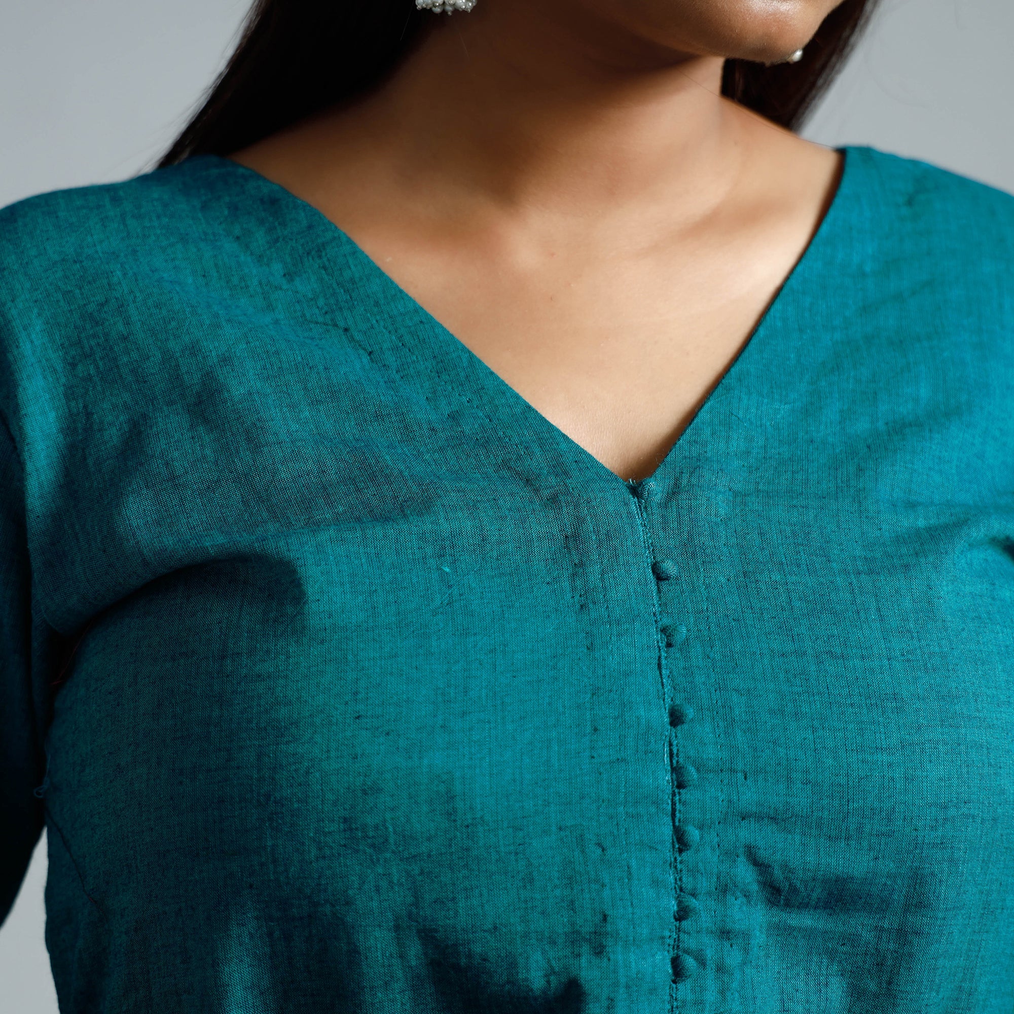 Pine Green Dharwad Cotton Long Kurta - Image 5