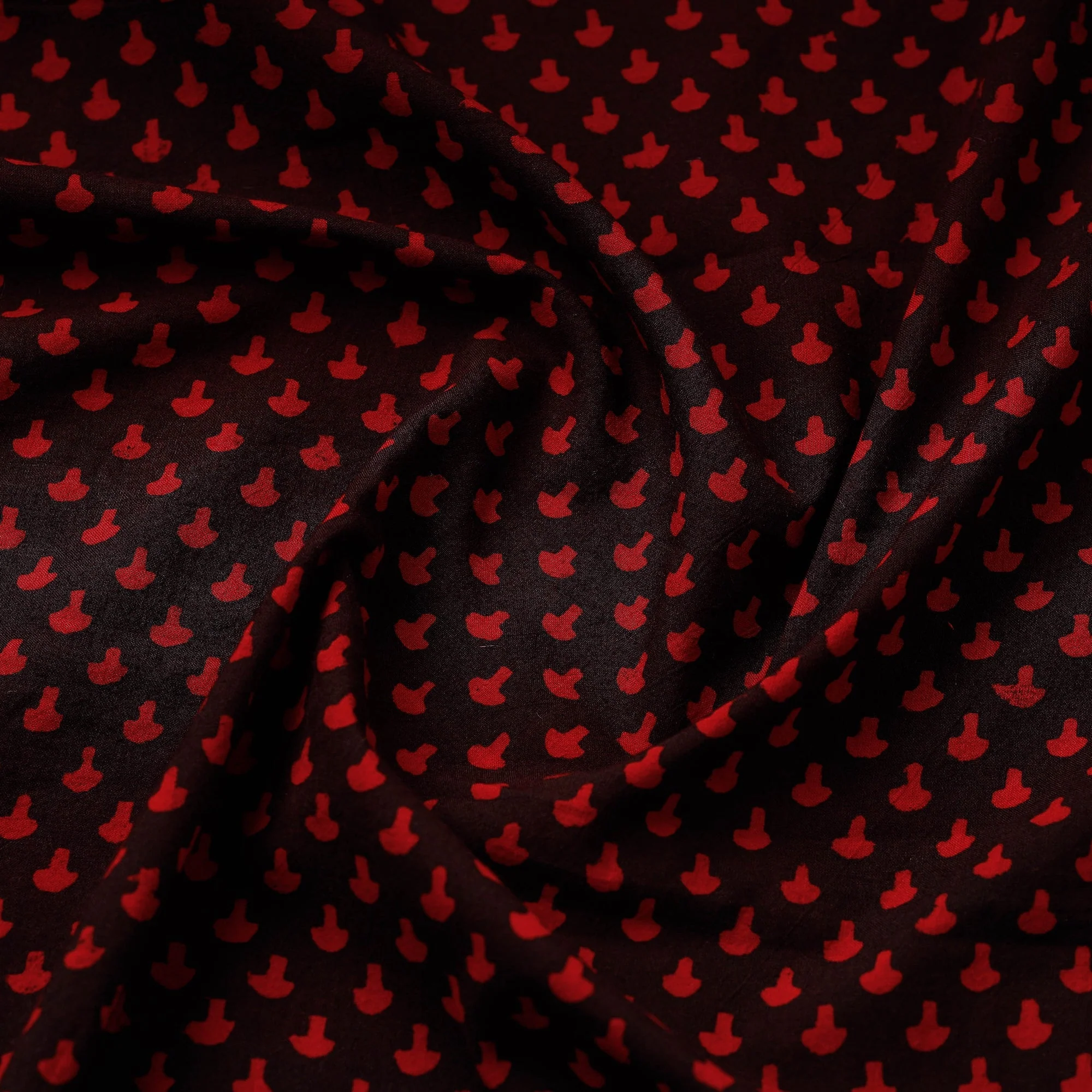 Black - Natural Dyed Cotton Hand Block Bagh Print Fabric 05 - Image 3