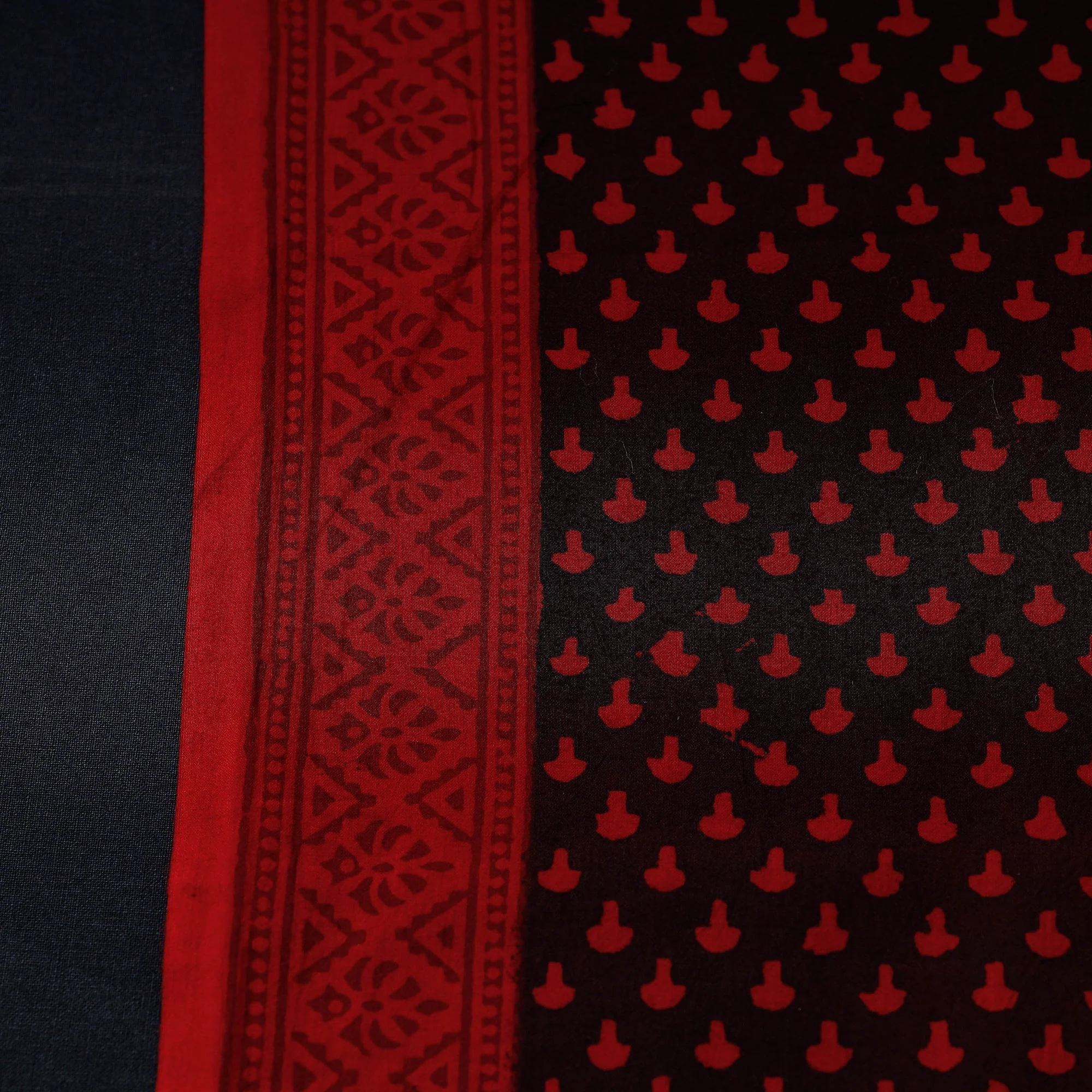 Black - Natural Dyed Cotton Hand Block Bagh Print Fabric 05 - Image 4