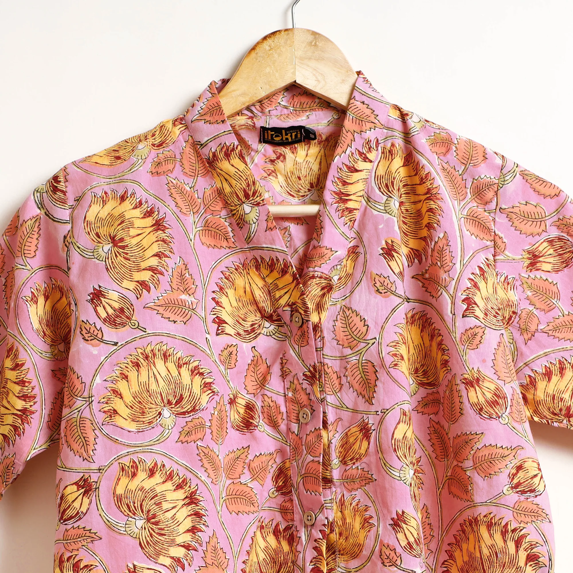 Pink - Sanganeri Block Printed Cotton Night Suit Set - Image 2