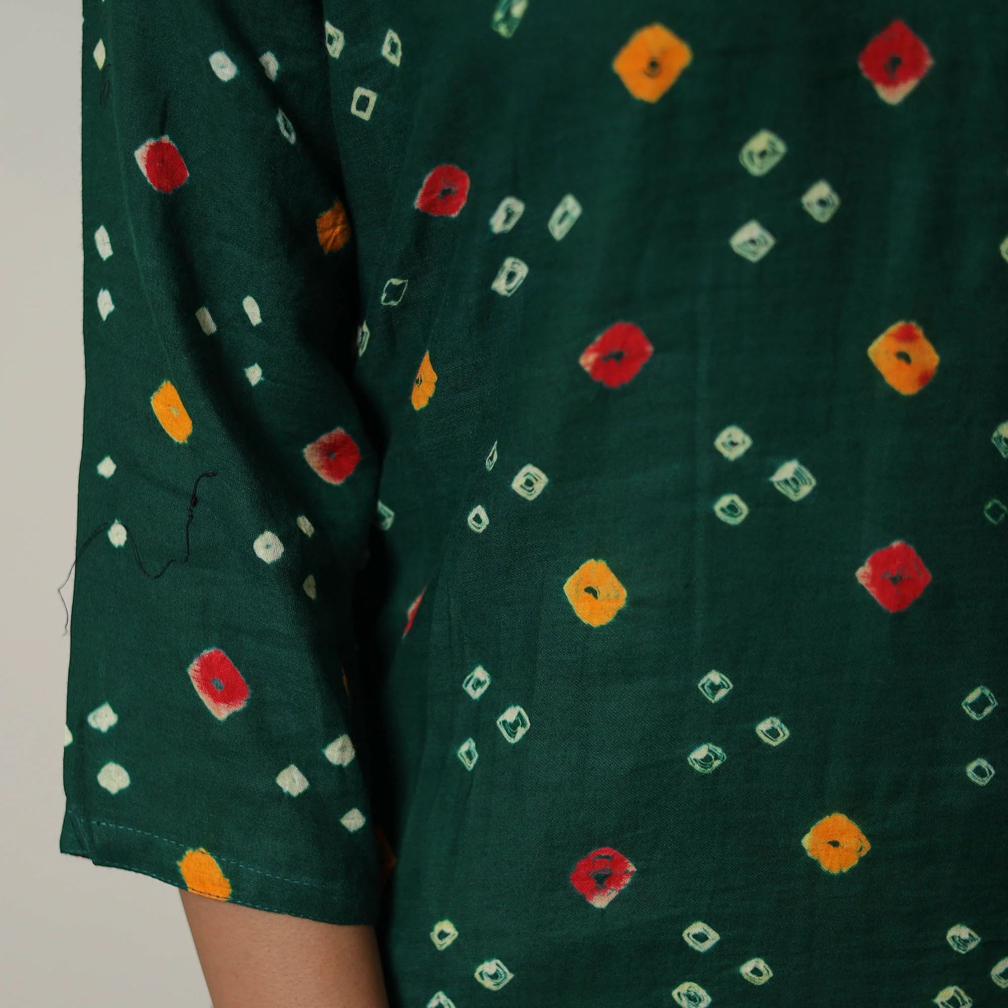 Persian Green - Tie & dye Cotton A-Line Bandhani Kurta 09 - Image 6