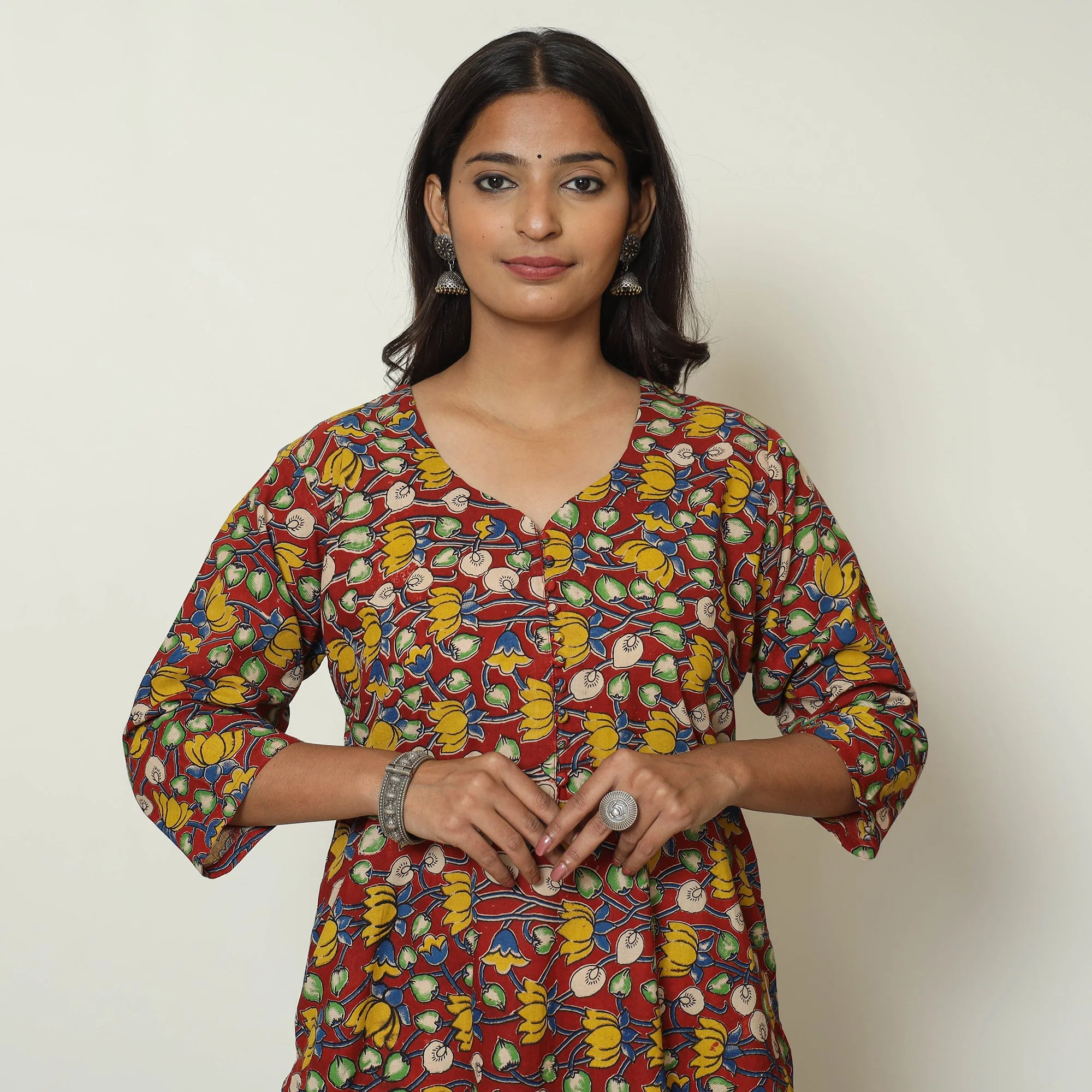 Multicolor - Kalamkari Printed Cotton Straight Kurta 51 - Image 5