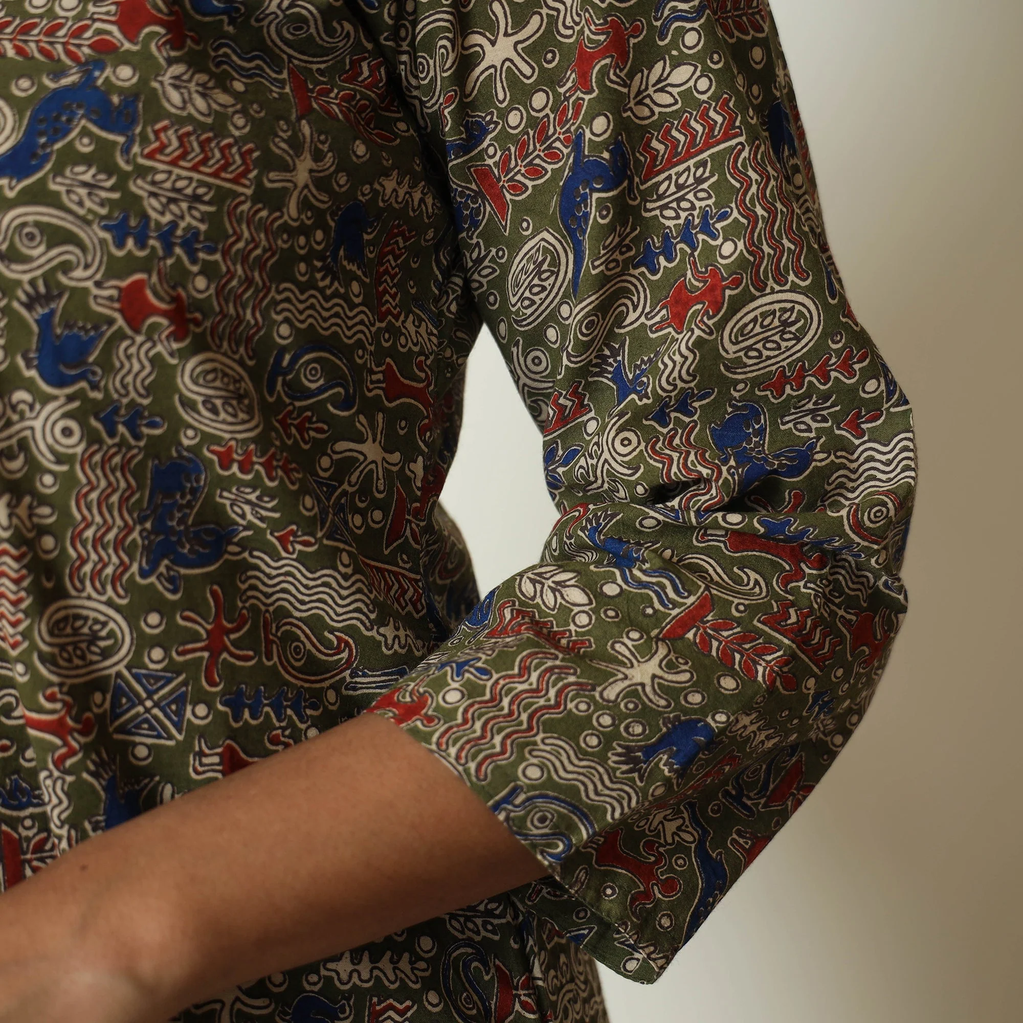 Brown - Kalamkari Printed Cotton A-Line Kurta 49 - Image 5