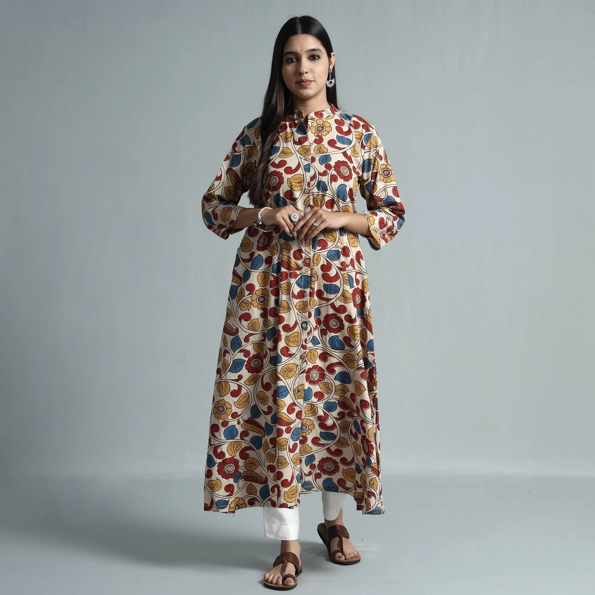 Multicolor - Kalamkari Printed Cotton Kurta - Image 2