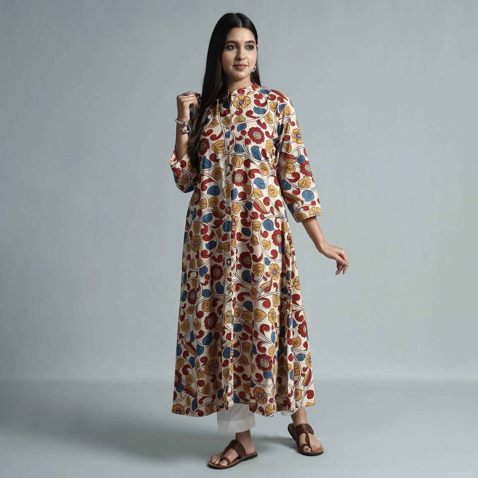 Multicolor - Kalamkari Printed Cotton Kurta - Image 3