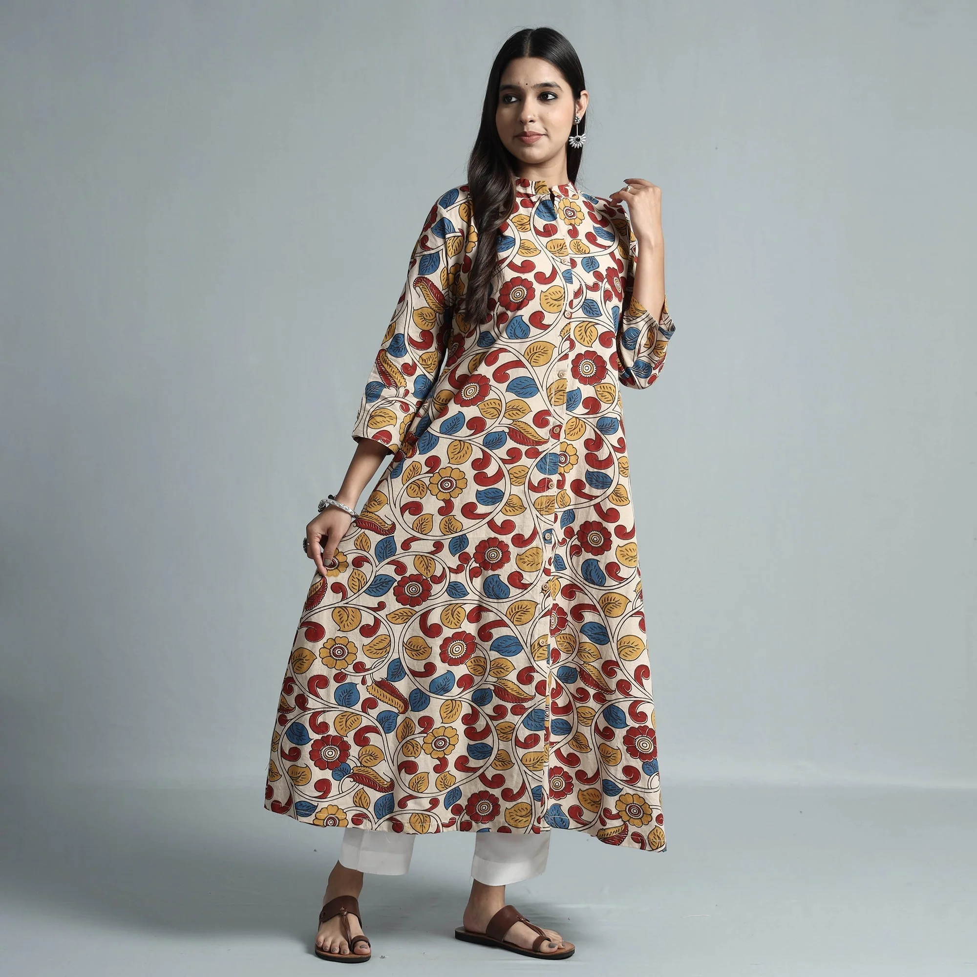 Multicolor - Kalamkari Printed Cotton Kurta - Image 4