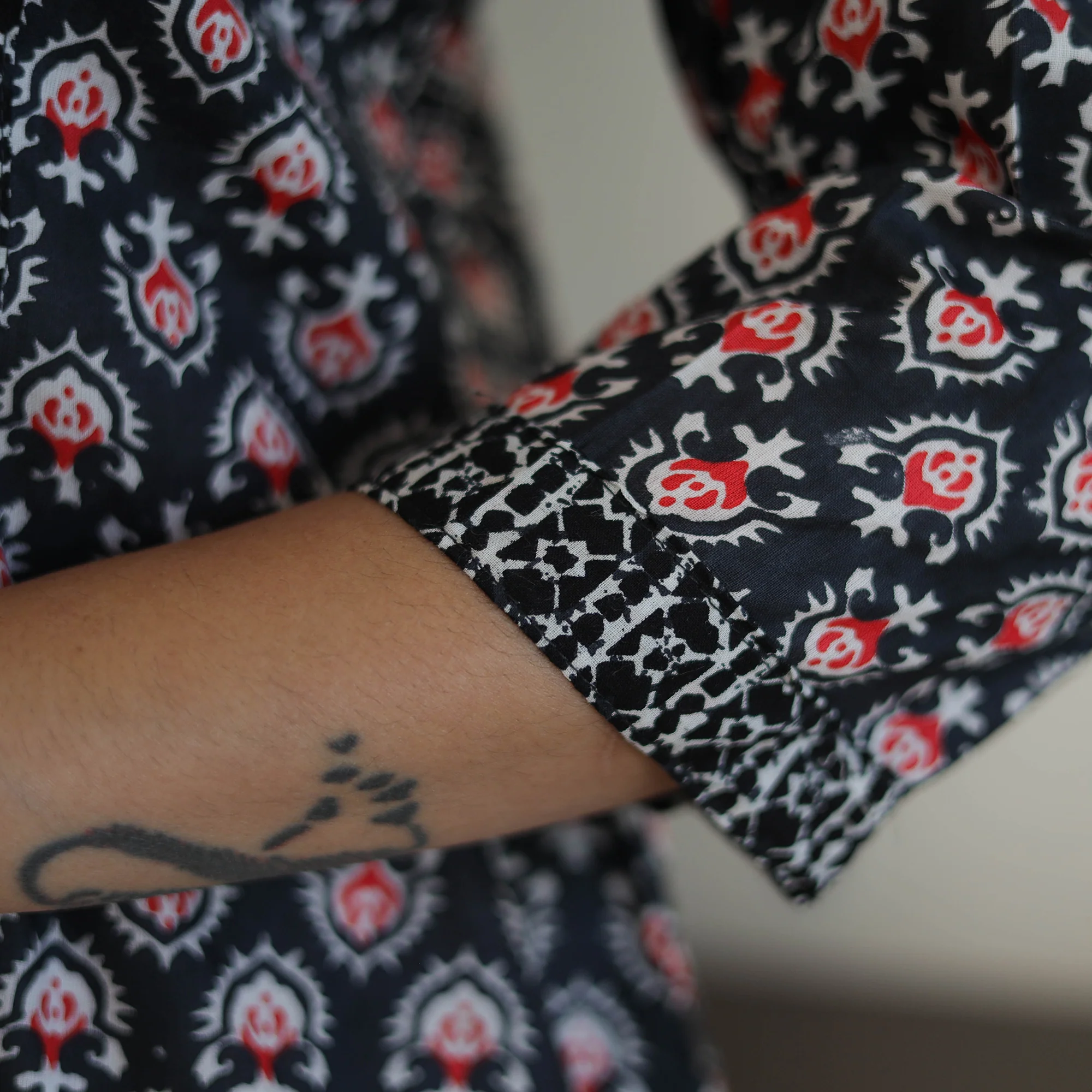 Black - Jaipur Printed Patchwork Cotton Straight Kurta 04 - Image 6