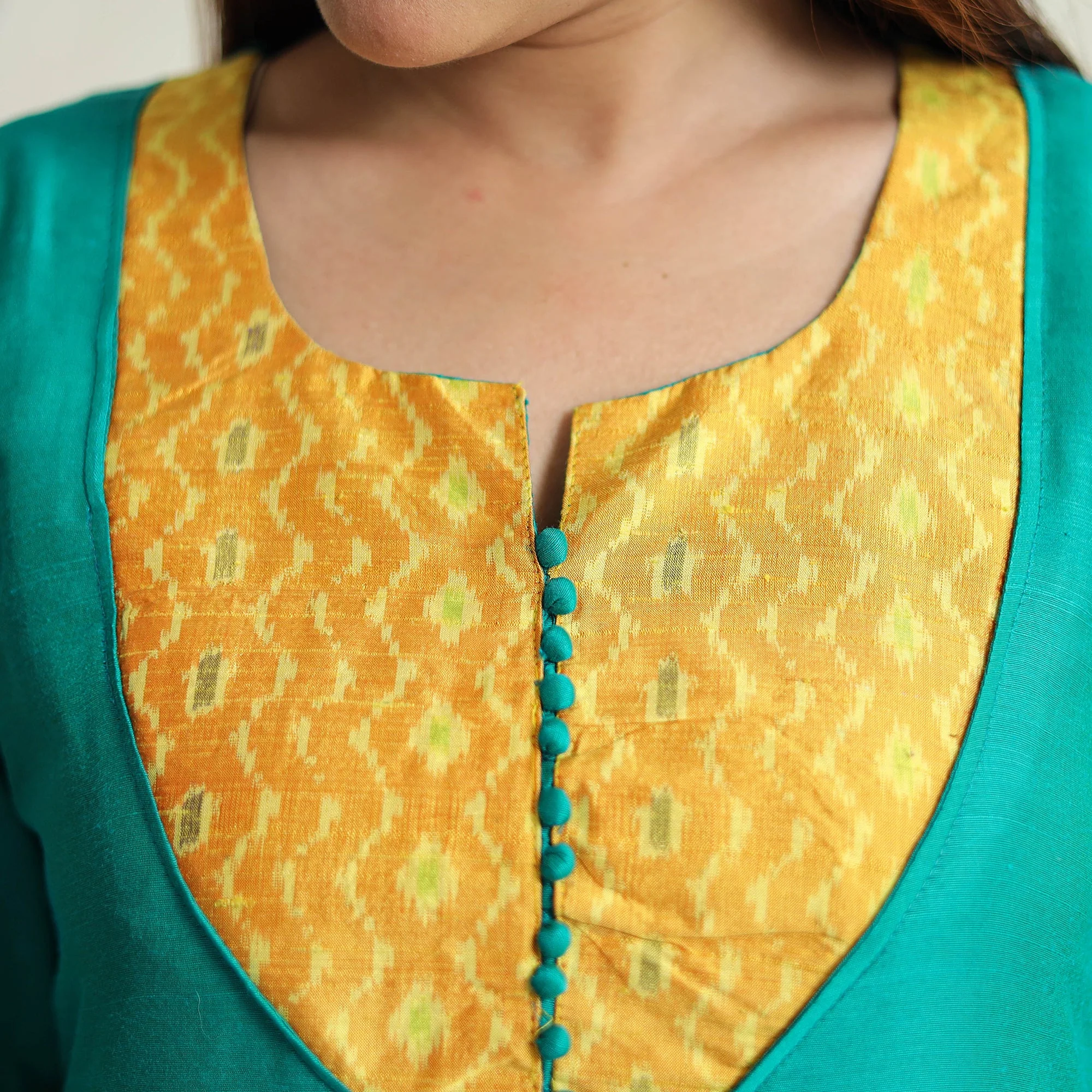 Jade Green - Plain Solid Slub Silk Straight Kurta 05 - Image 5