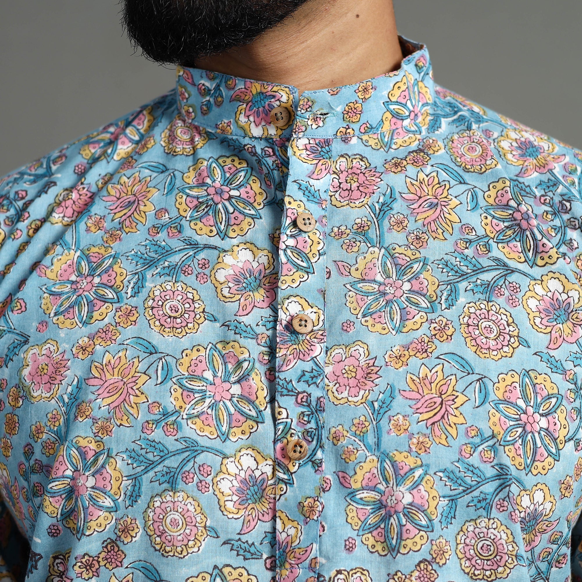 Sanganeri Block Printed Cotton Men Long Kurta 08 - Image 6