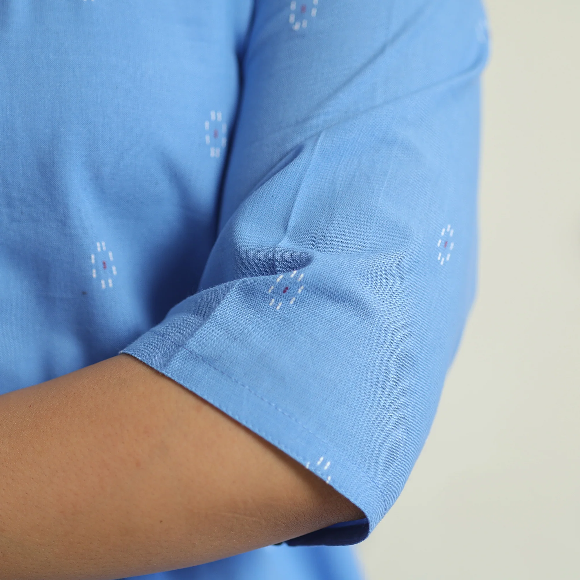 Blue - Jacquard Weave Cotton Straight Kurta 14 - Image 6
