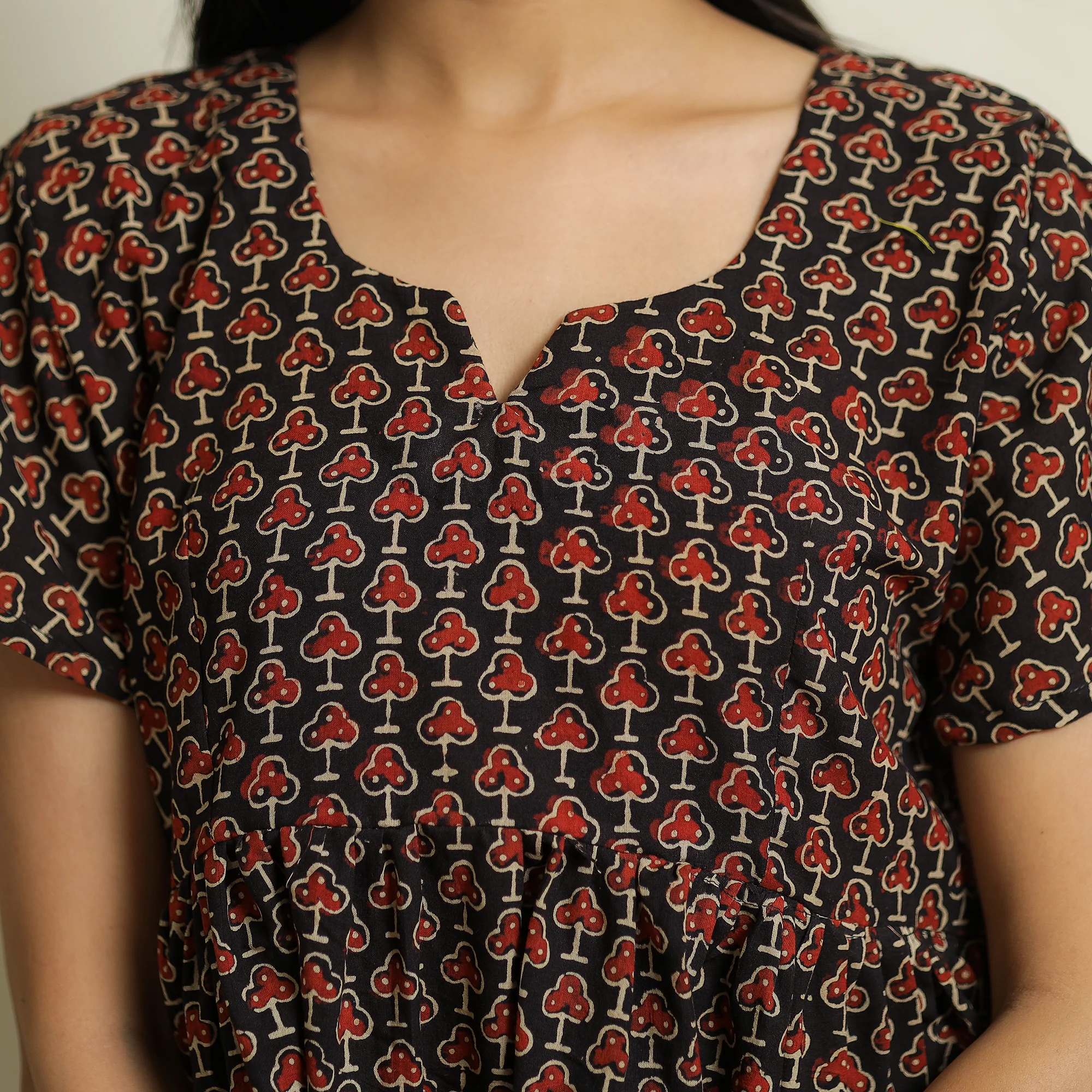 Black - Ajrakh Block Printed Cotton Crop Top 12 - Image 4