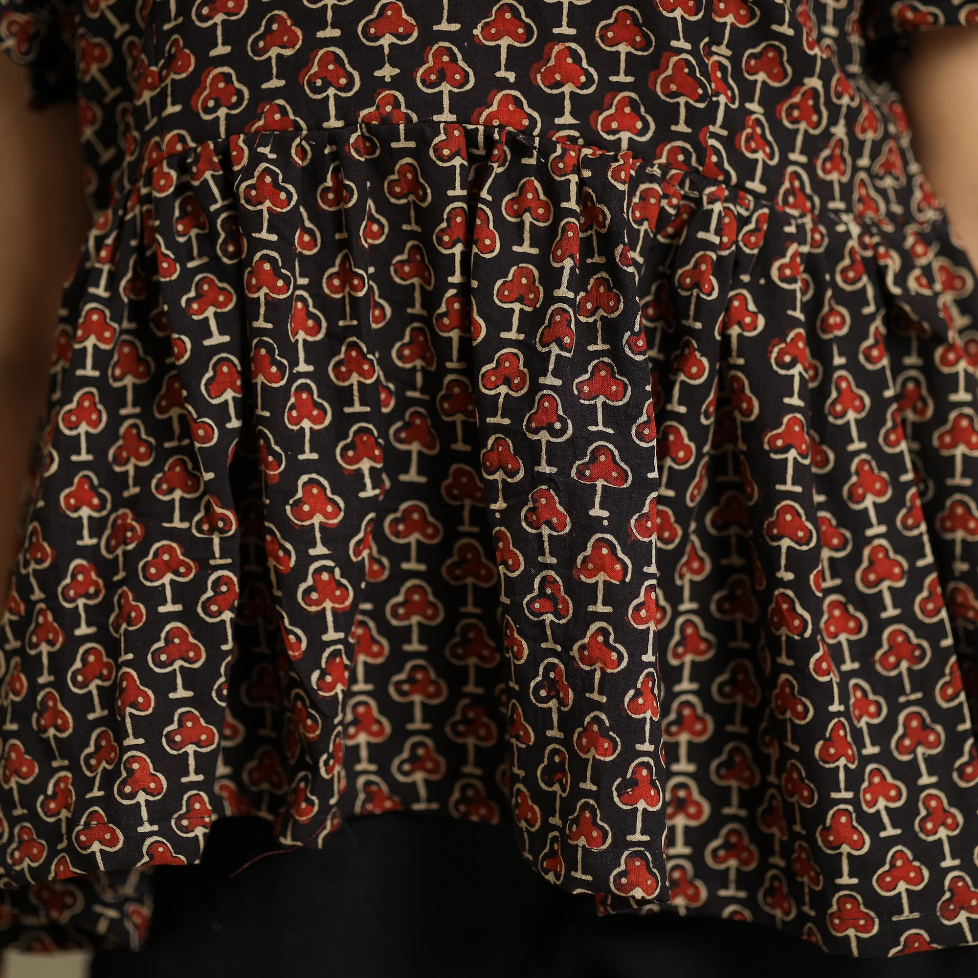 Black - Ajrakh Block Printed Cotton Crop Top 12 - Image 5