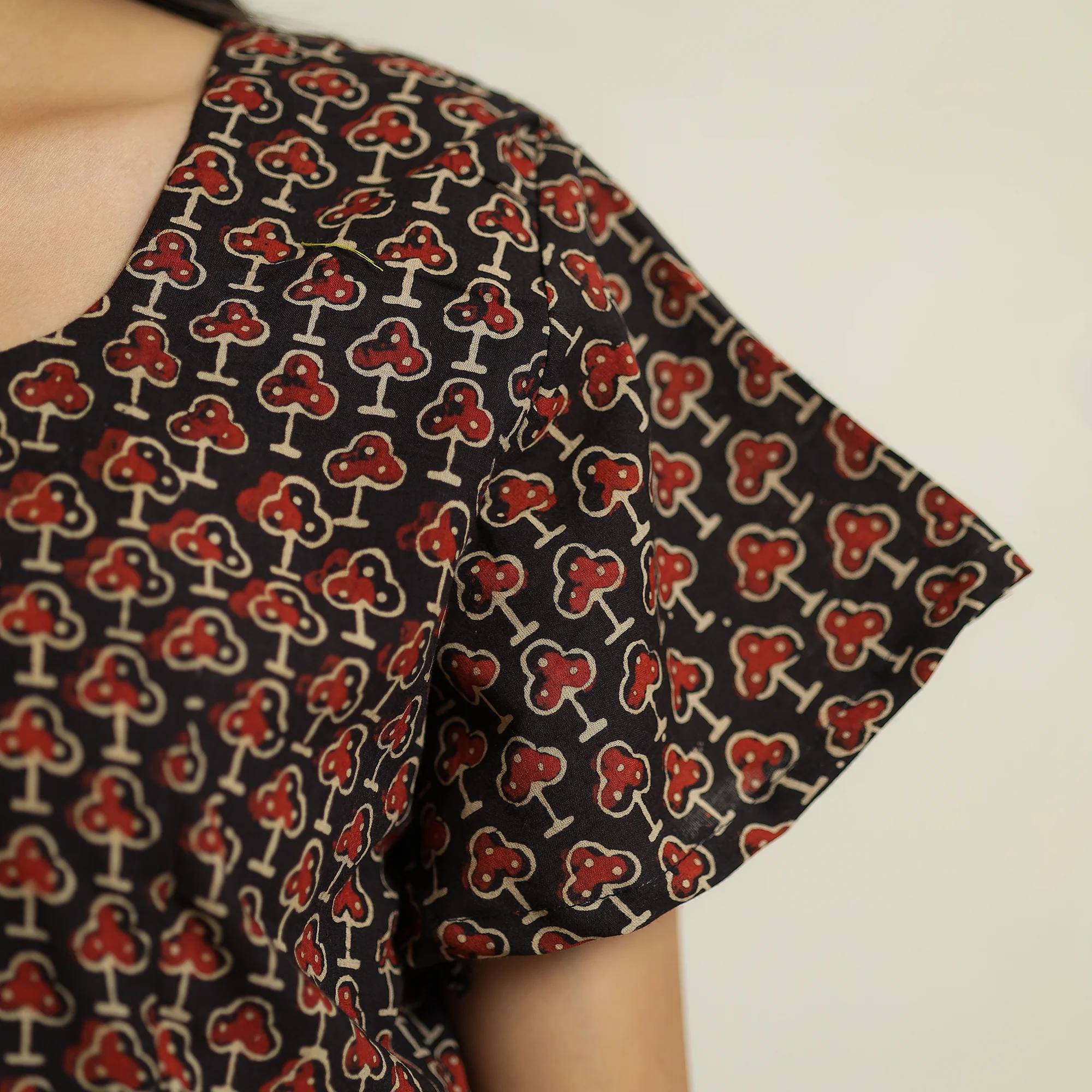 Black - Ajrakh Block Printed Cotton Crop Top 12 - Image 6