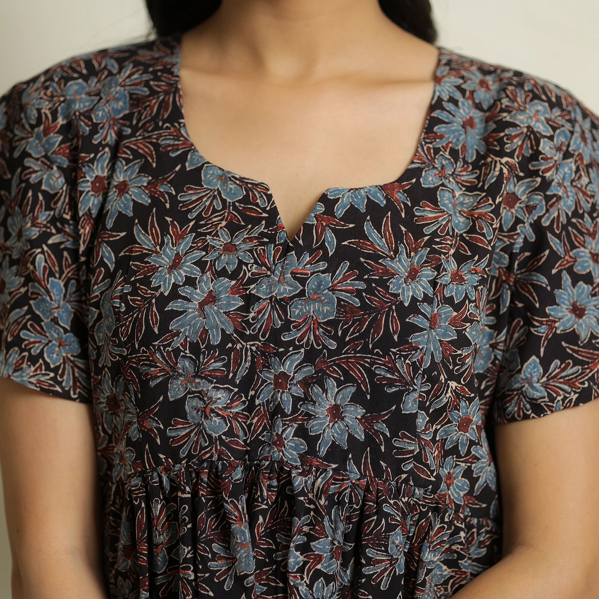 Black - Ajrakh Block Printed Cotton Crop Top 13 - Image 4