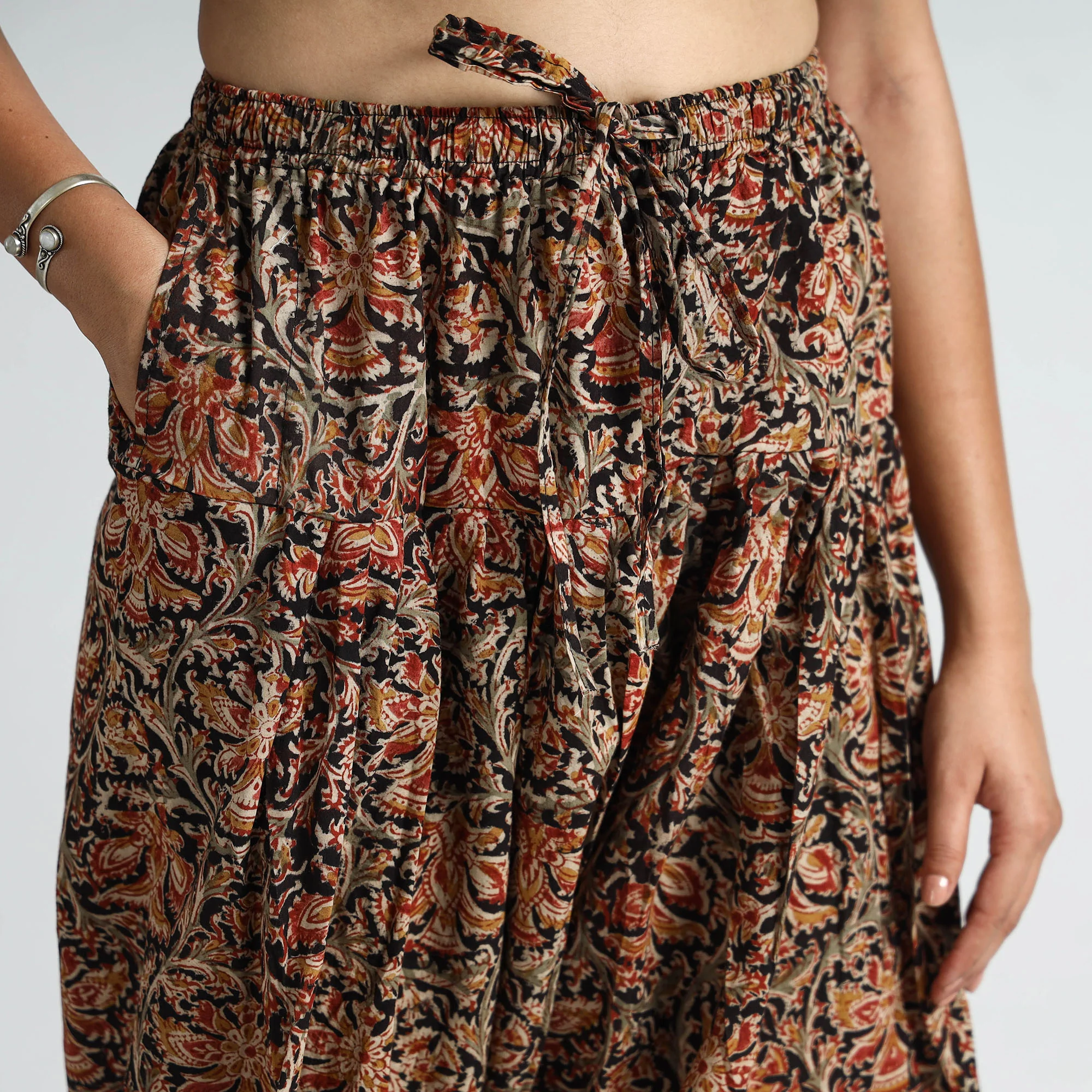 Multicolor - Kalamkari Block Printed Cotton Elasticated Salwar 15 - Image 4